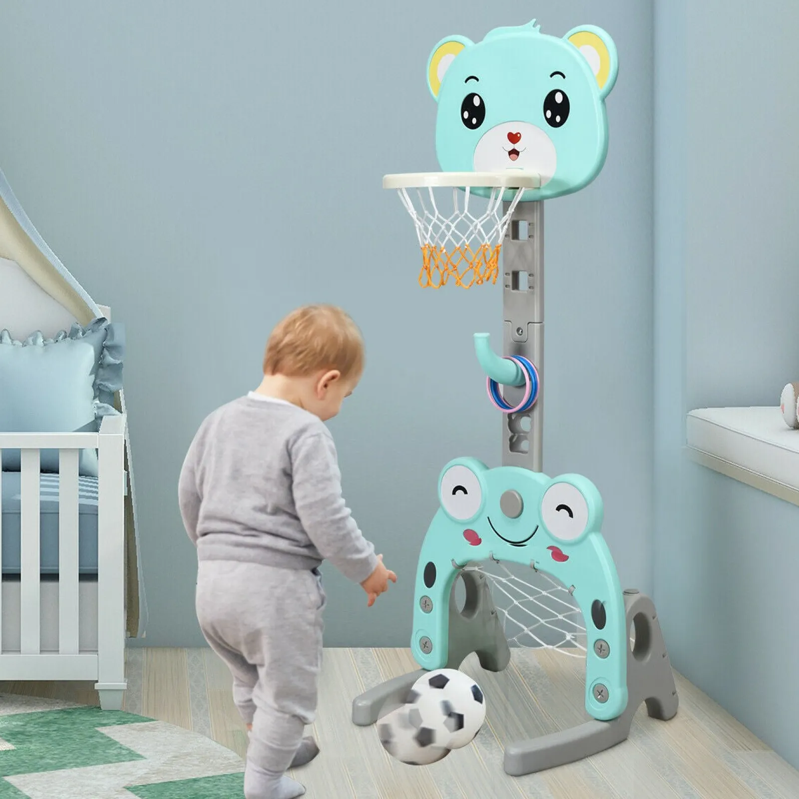 Little Helper Activity Toys | 3-in-1 Basketball Hoop Toddlers | Football Net | Ring Toss inc. Accessories | 3 Years+
