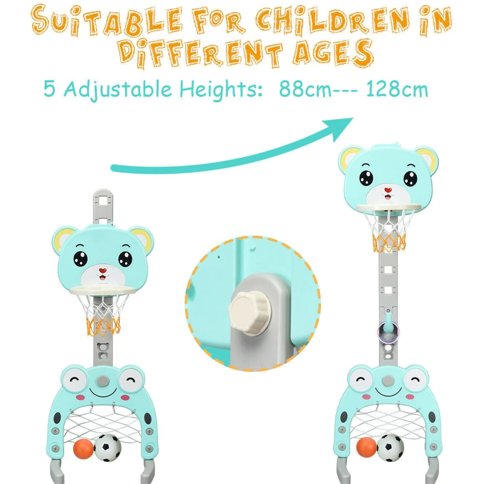 Little Helper Activity Toys | 3-in-1 Basketball Hoop Toddlers | Football Net | Ring Toss inc. Accessories | 3 Years+