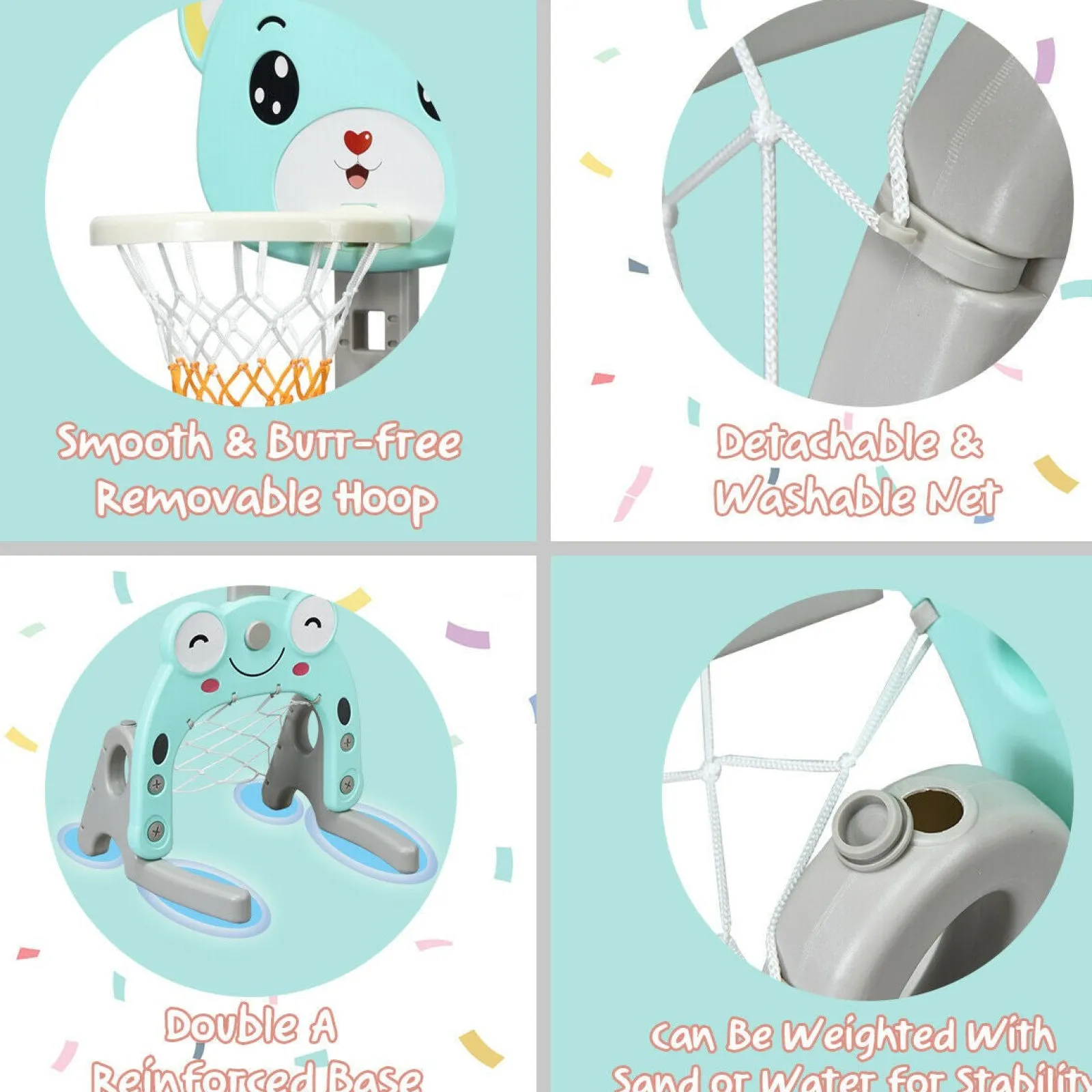 Little Helper Activity Toys | 3-in-1 Basketball Hoop Toddlers | Football Net | Ring Toss inc. Accessories | 3 Years+