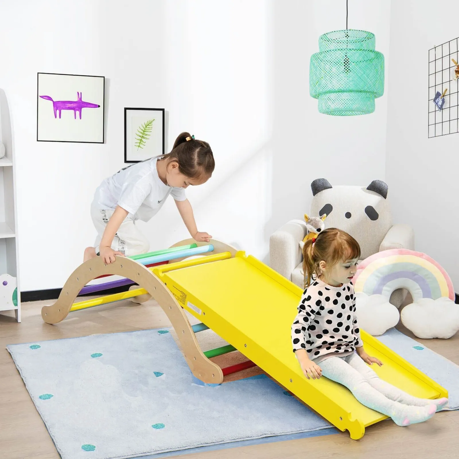 Little Helper Kids Climbing Frames & Activity Toys | Activity Toys | 4-in-1 Children's Eco Wood Climbing Frame | Montessori Pikler Climbing Arch, Slide & Rocker
