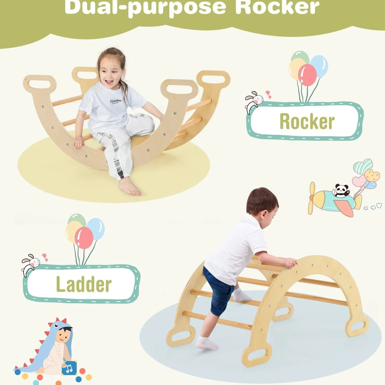 Little Helper Swing & Slide Sets & Garden Play & Trampolines | Kids Climbing Frames & Activity Toys | 6-in-1 Children's Eco Wood Climbing Frame | Montessori Pikler Set | Arch | Rocker | Slide | Climbing Triangle