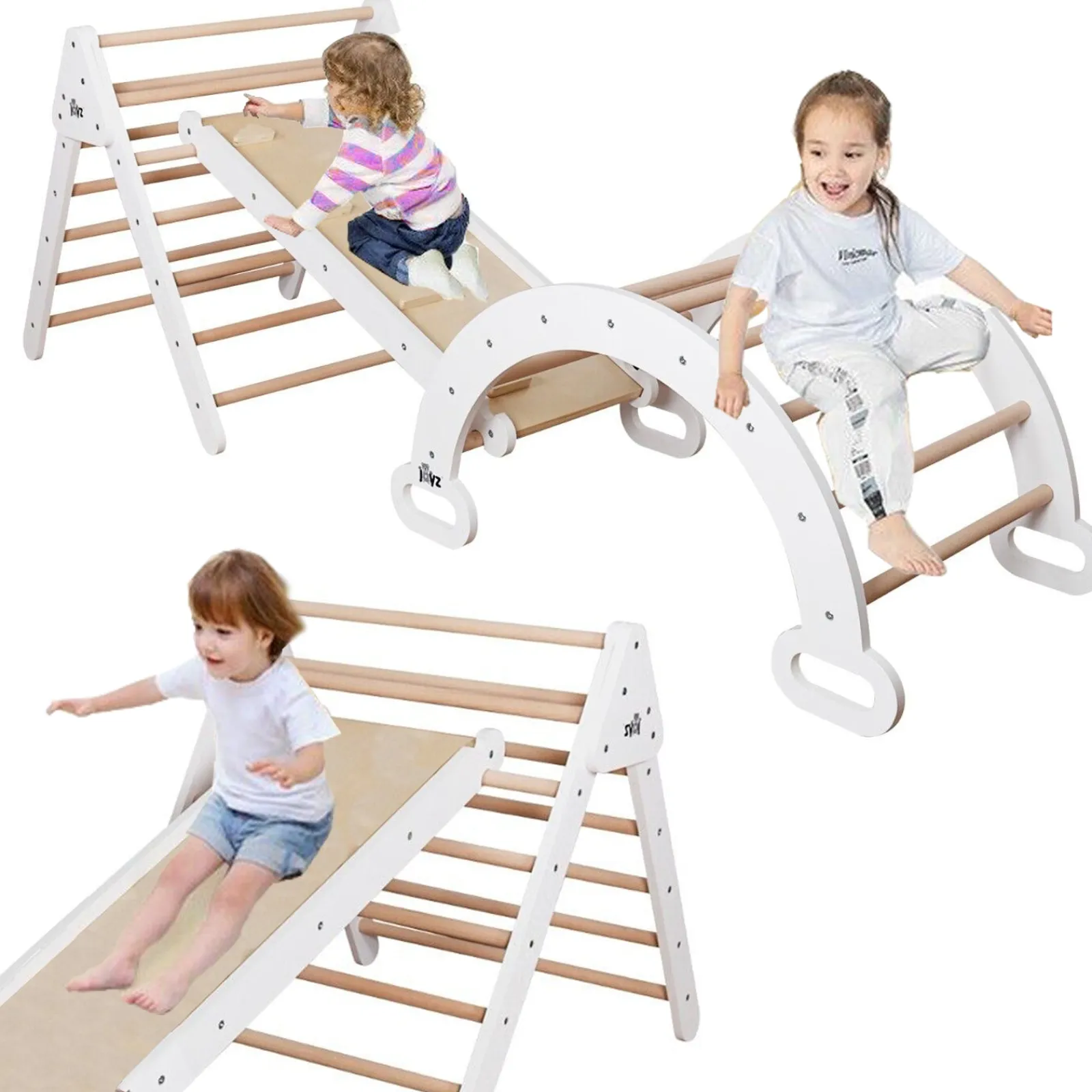 Little Helper Swing & Slide Sets & Garden Play & Trampolines | Kids Climbing Frames & Activity Toys | 6-in-1 Children's Eco Wood Climbing Frame | Montessori Pikler Set | Arch | Rocker | Slide | Climbing Triangle
