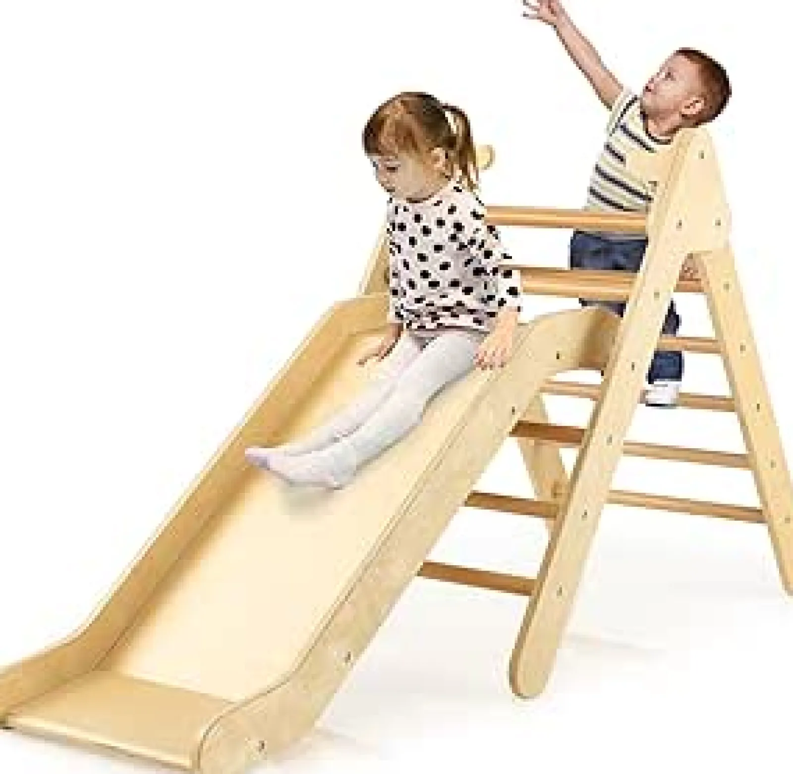 Little Helper Swing & Slide Sets & Garden Play & Trampolines | Kids Climbing Frames & Activity Toys | 2-in-1 Children's Eco Wood Climbing Frame | Montessori Pikler Triangle, Slide & Climber