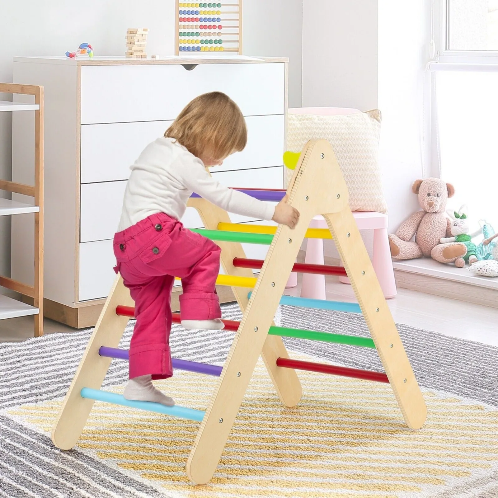 Little Helper Swing & Slide Sets & Garden Play & Trampolines | Kids Climbing Frames & Activity Toys | 2-in-1 Children's Eco Wood Climbing Frame | Montessori Pikler Triangle, Slide & Climber