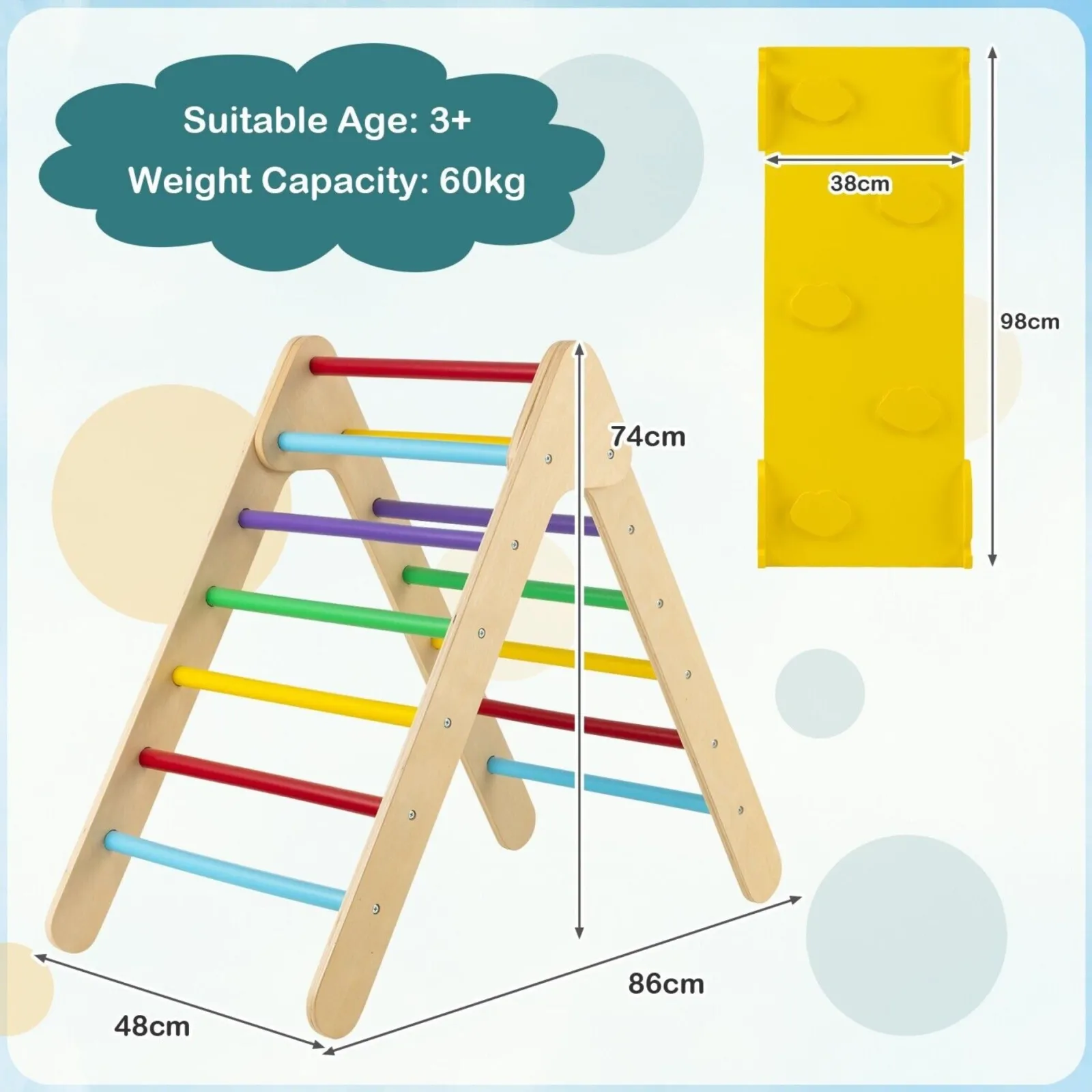 Little Helper Swing & Slide Sets & Garden Play & Trampolines | Kids Climbing Frames & Activity Toys | 3-in-1 Children's Eco Wood Climbing Frame | Montessori Pikler Triangle, Slide & Climber