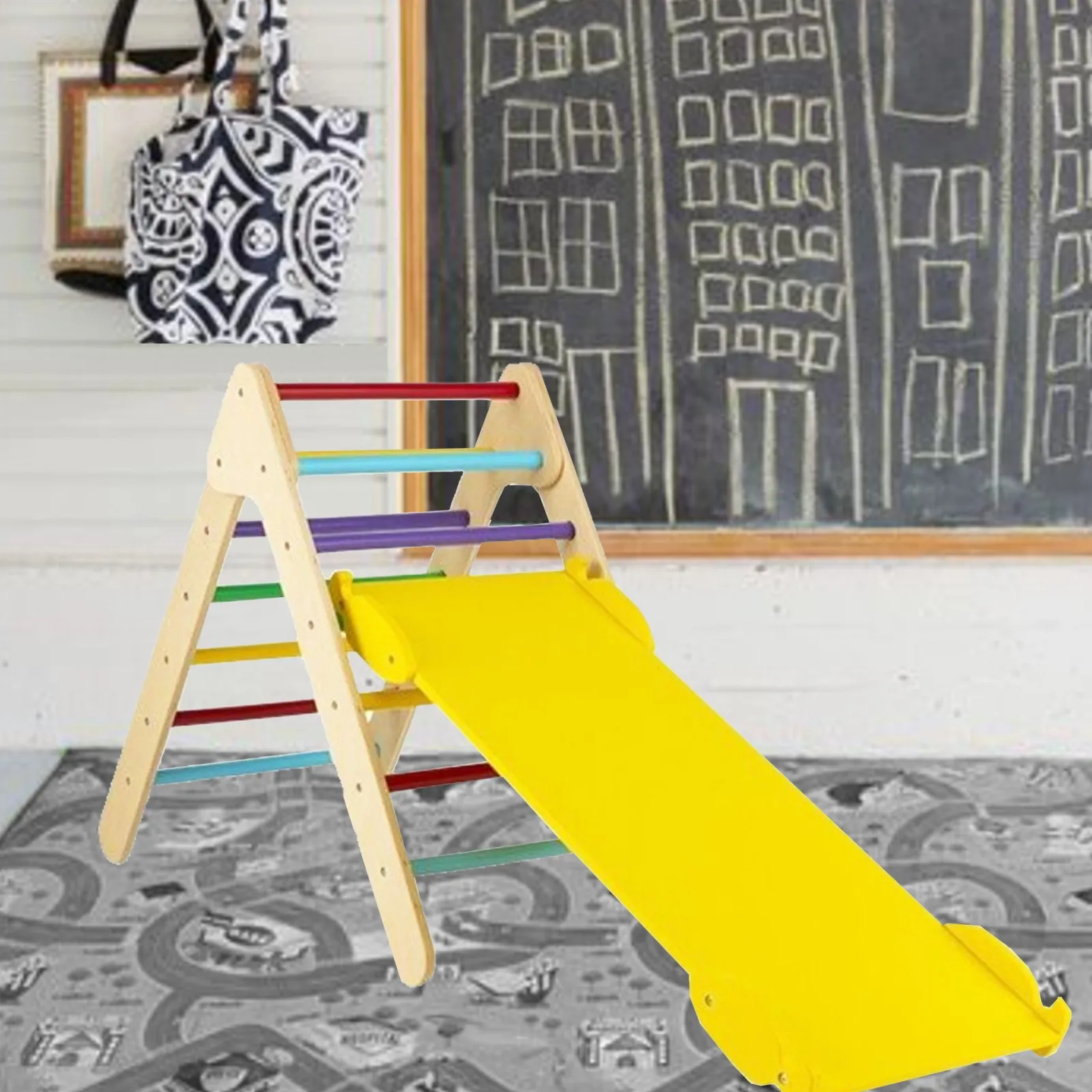 Little Helper Swing & Slide Sets & Garden Play & Trampolines | Kids Climbing Frames & Activity Toys | 3-in-1 Children's Eco Wood Climbing Frame | Montessori Pikler Triangle, Slide & Climber
