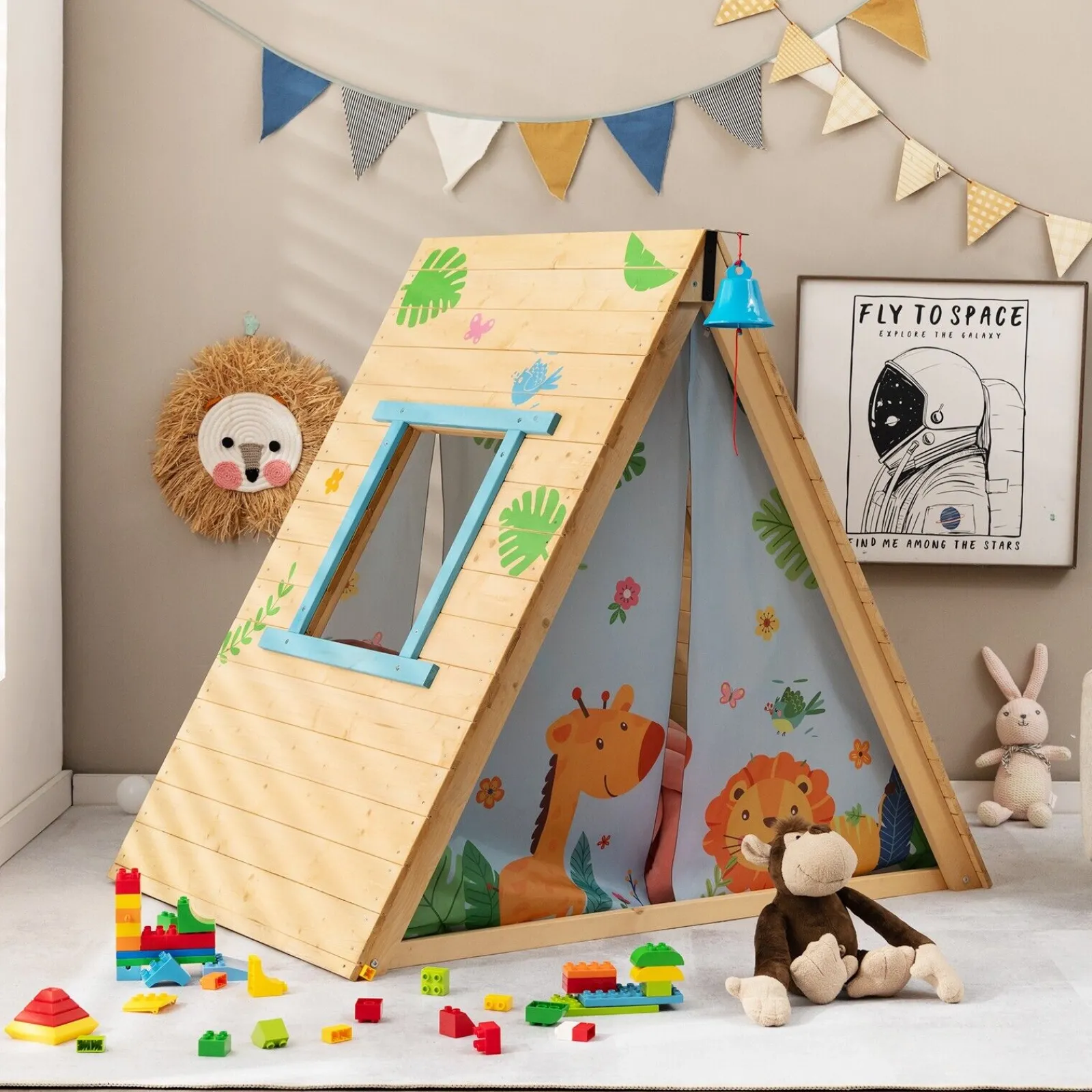Little Helper Swing & Slide Sets & Garden Play & Trampolines | Kids Climbing Frames & Activity Toys | 2-in-1 Children's Montessori Fir Wood Climbing Frame | Climbing Wall and Playhouse | 3-8 Years