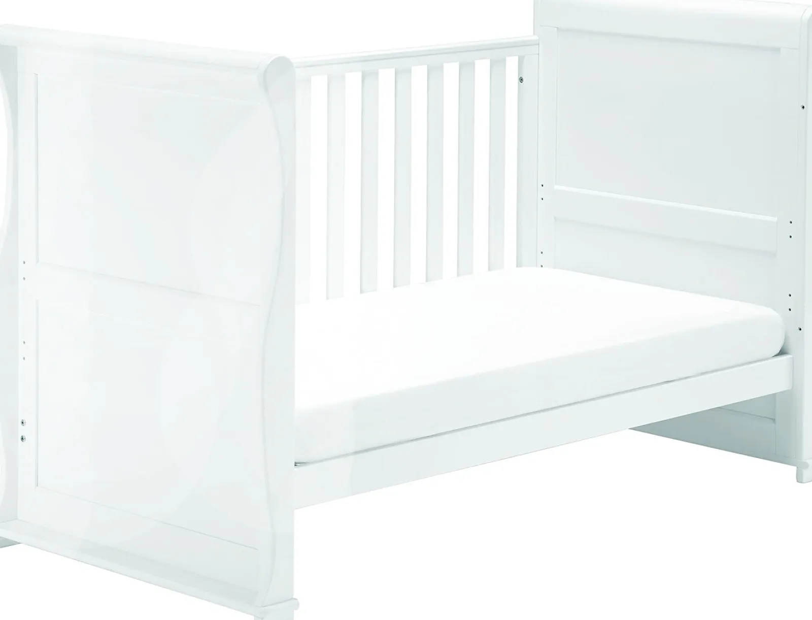 Little Helper Toddler Beds & Childrens Single Beds | Cot Beds | 4-in-1 Cocoon Sleigh Cot Bed with Drawer | Wooden Cot | Toddler Bed | Day Bed | White