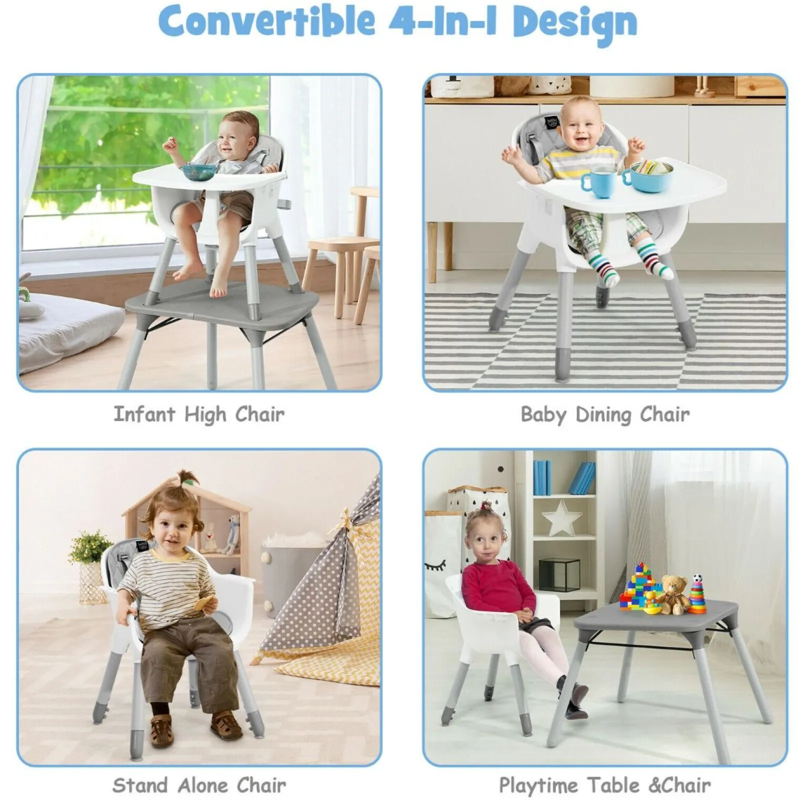 Little Helper High Chairs (plastic) | High Chairs (combination) | 5-in-1 Combination Baby High Chair | Removable Tray 5 Point Harness | Low Chair | Table & Chair Set