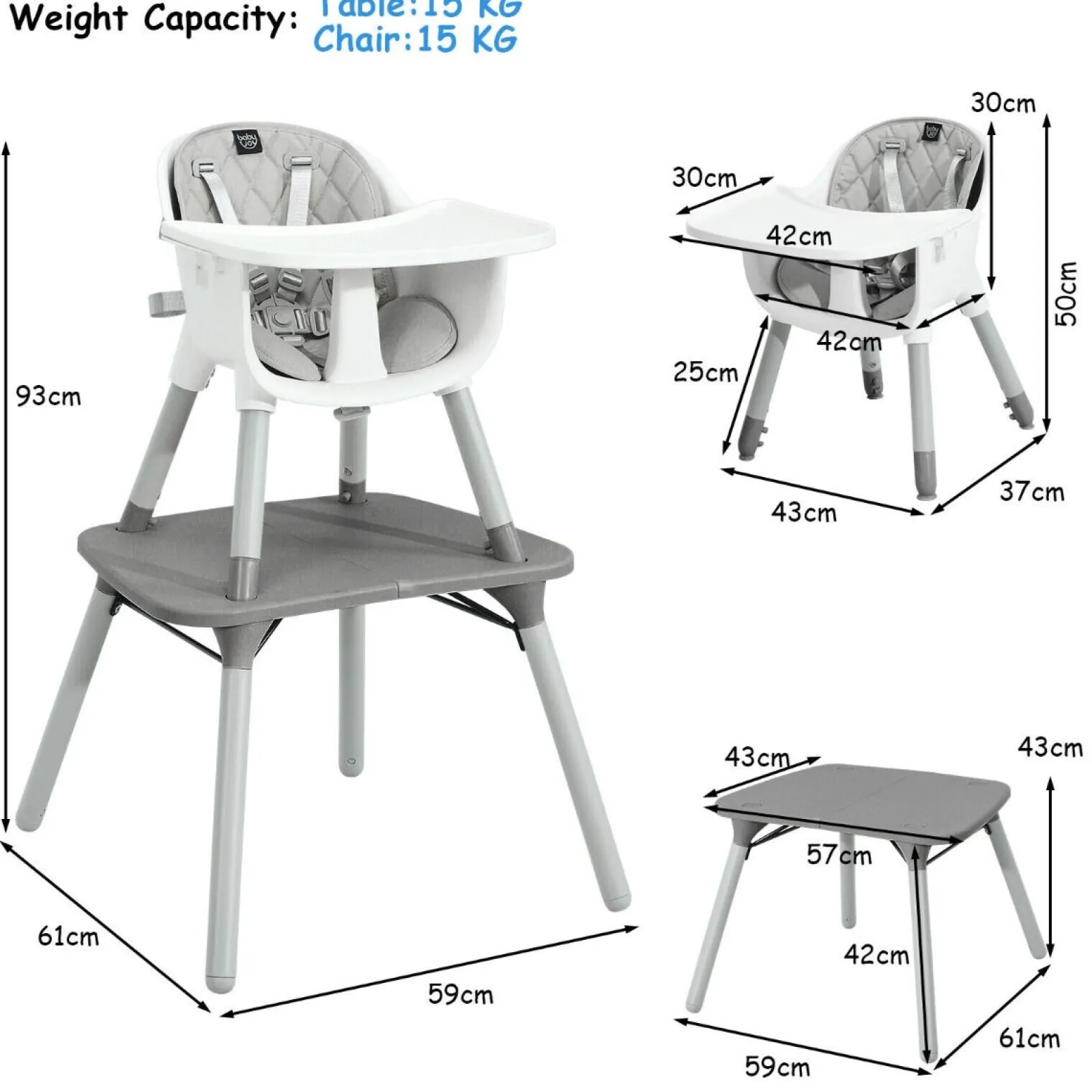 Little Helper High Chairs (plastic) | High Chairs (combination) | 5-in-1 Combination Baby High Chair | Removable Tray 5 Point Harness | Low Chair | Table & Chair Set