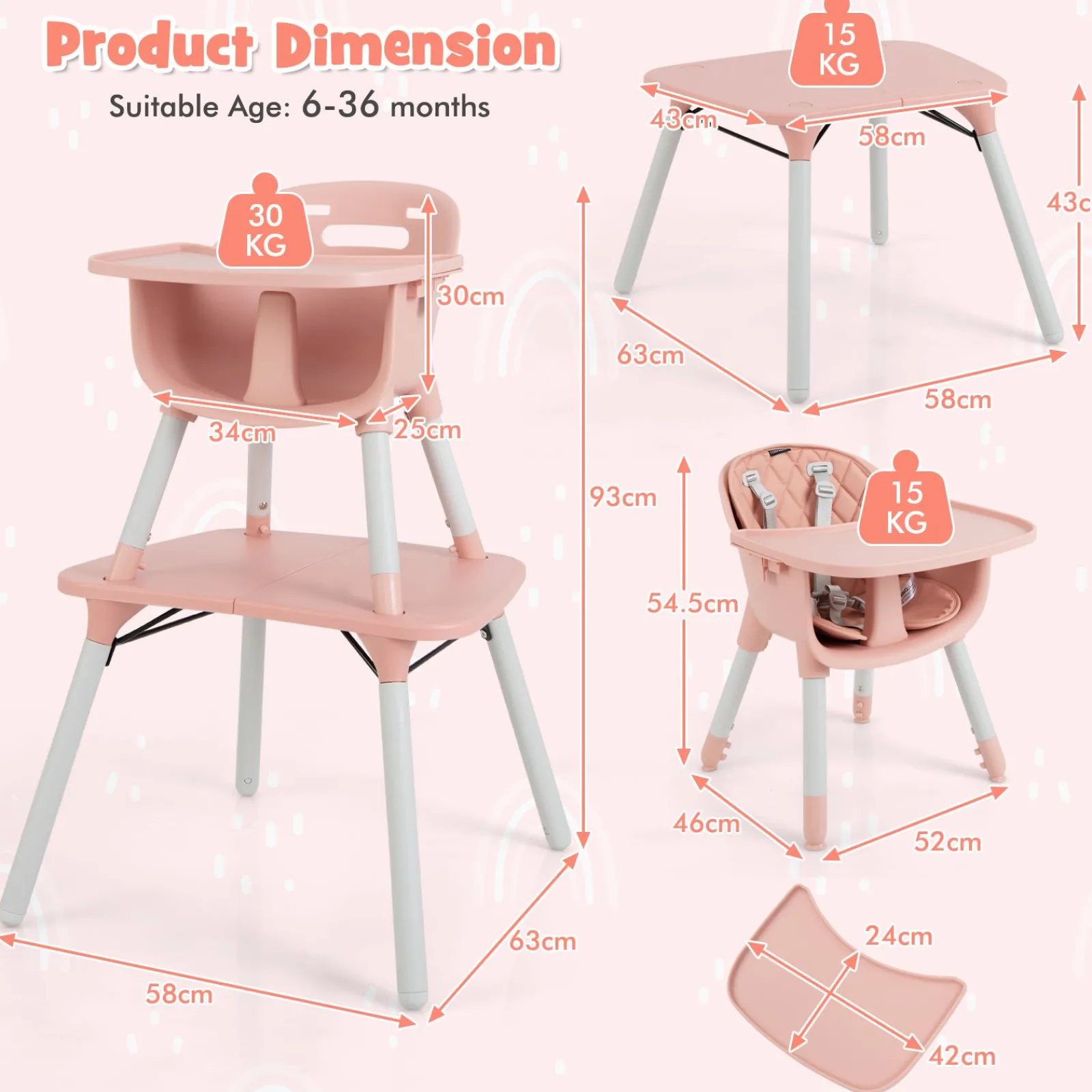 Little Helper High Chairs (plastic) | High Chairs (combination) | 5-in-1 Combination Baby High Chair | Removable Tray 5 Point Harness | Low Chair | Table & Chair Set