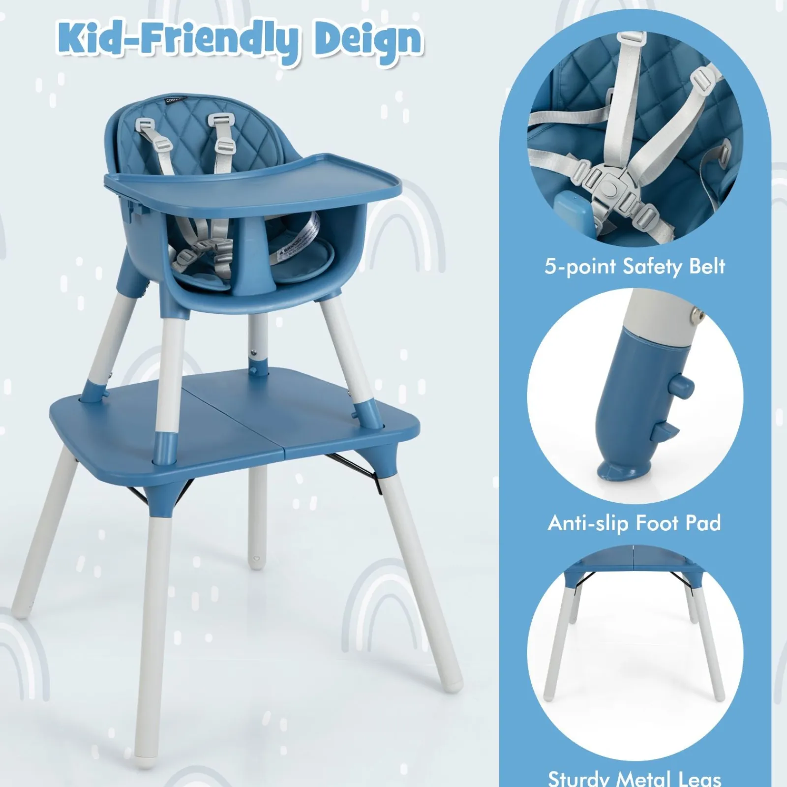 Little Helper High Chairs (plastic) | High Chairs (combination) | 5-in-1 Combination Baby High Chair | Removable Tray 5 Point Harness | Low Chair | Table & Chair Set