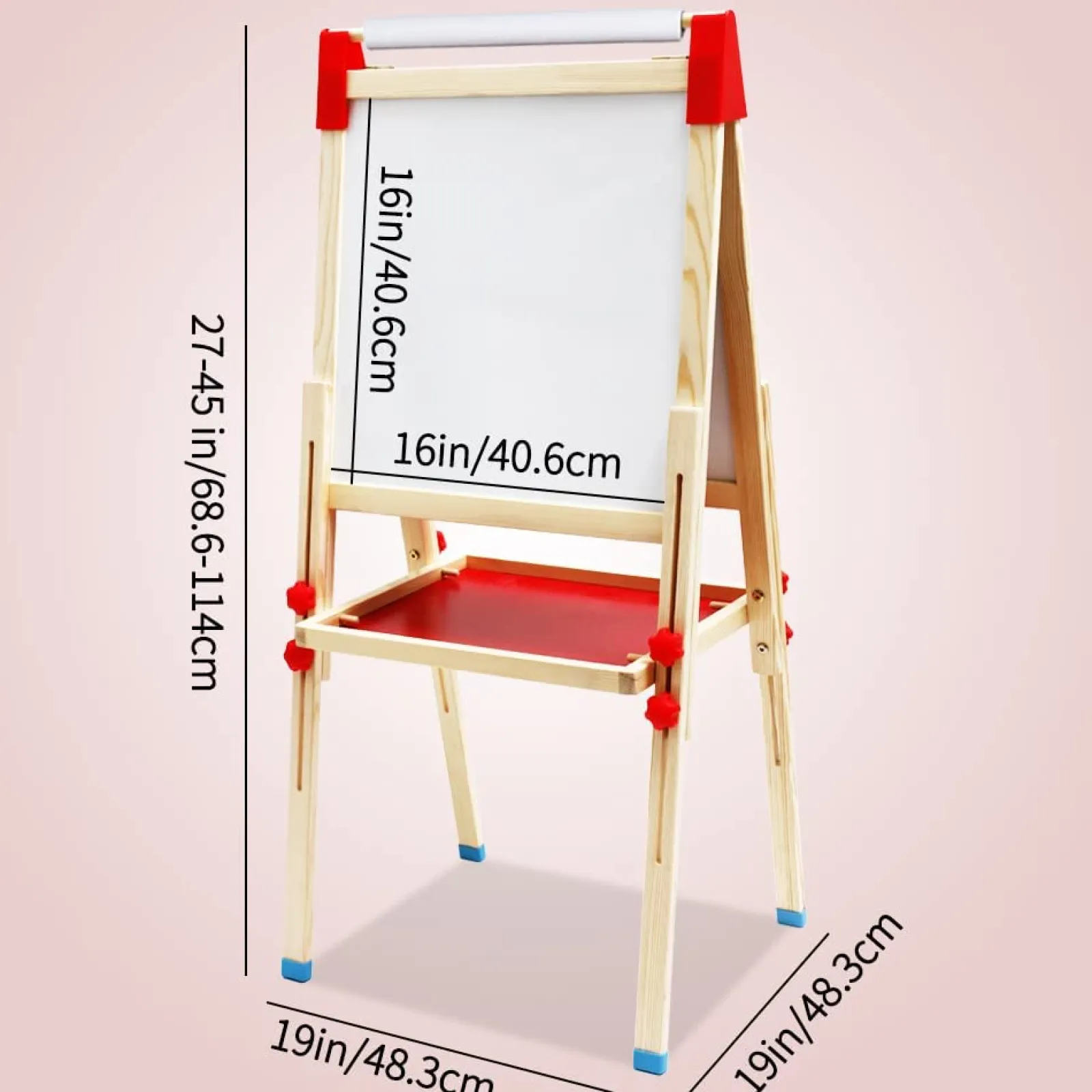 Little Helper Kids Arts & Crafts & Accessories | Easels & Accessories | 3-in-1 Eco Conscious Wood Height Adjustable Easel | Whiteboard | Blackboard Double Easel