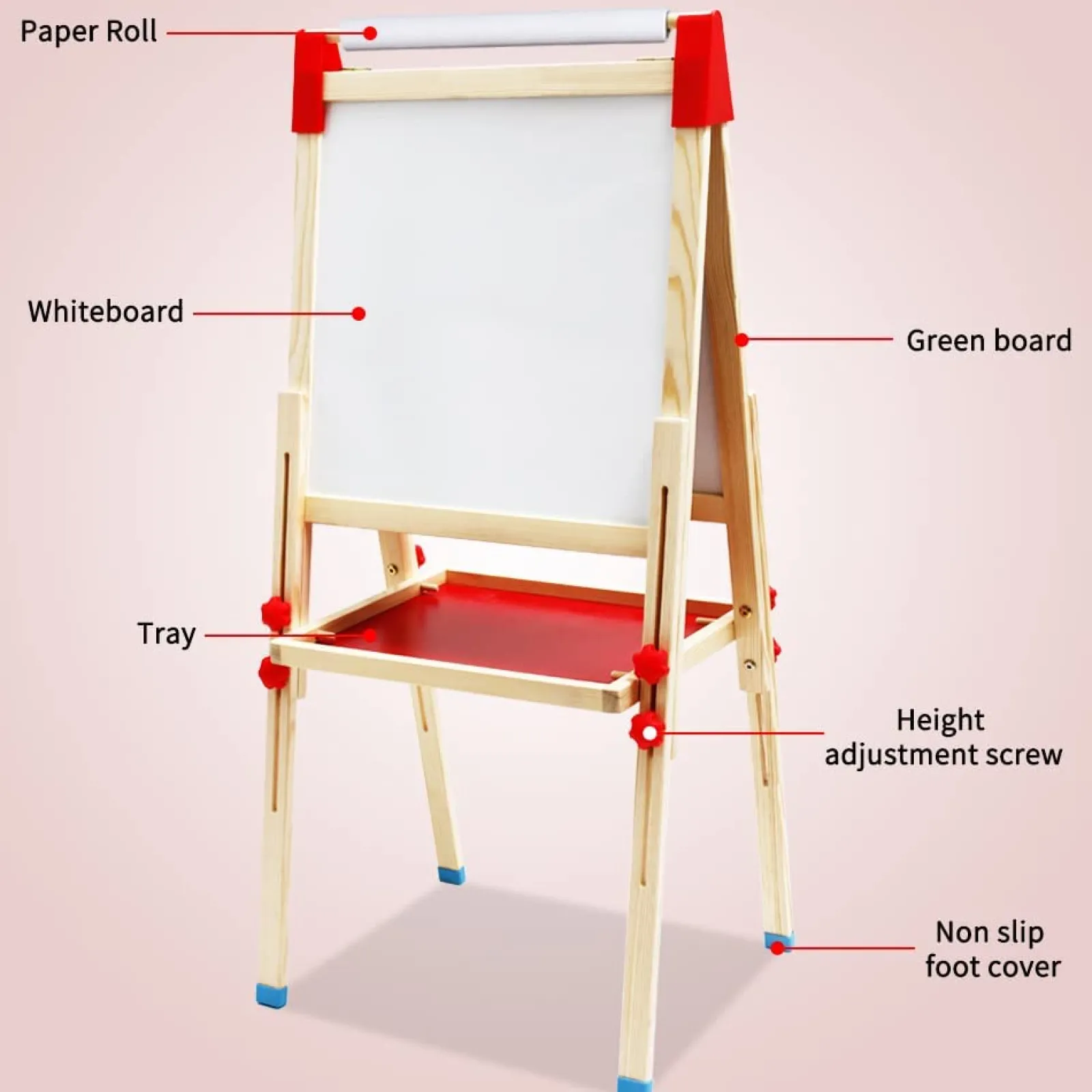 Little Helper Kids Arts & Crafts & Accessories | Easels & Accessories | 3-in-1 Eco Conscious Wood Height Adjustable Easel | Whiteboard | Blackboard Double Easel