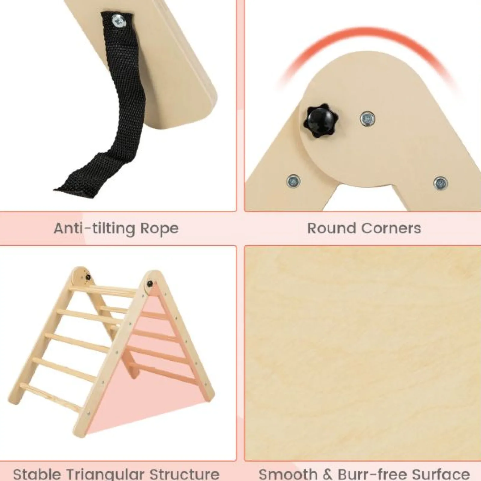 Little Helper Swing & Slide Sets & Garden Play & Trampolines | Kids Climbing Frames & Activity Toys | 4-in-1 Eco Solid Wood Folding Climbing Frame | Montessori Pikler Triangle, Slide & Climber | 36m+