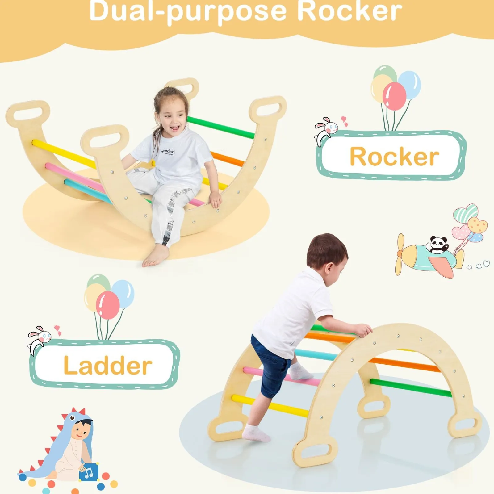 Little Helper Swing & Slide Sets & Garden Play & Trampolines | Kids Climbing Frames & Activity Toys | 6-in-1 Eco Wood Climbing Frame | Montessori Pikler Set | Arch | Rocker | Slide | Climbing Triangle