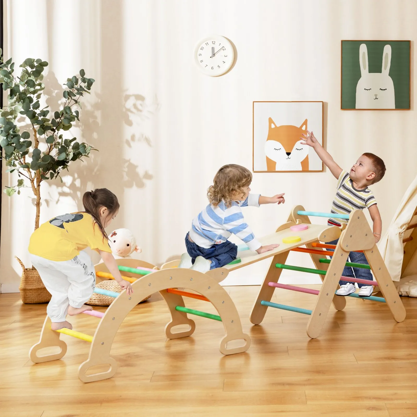 Little Helper Swing & Slide Sets & Garden Play & Trampolines | Kids Climbing Frames & Activity Toys | 6-in-1 Eco Wood Climbing Frame | Montessori Pikler Set | Arch | Rocker | Slide | Climbing Triangle
