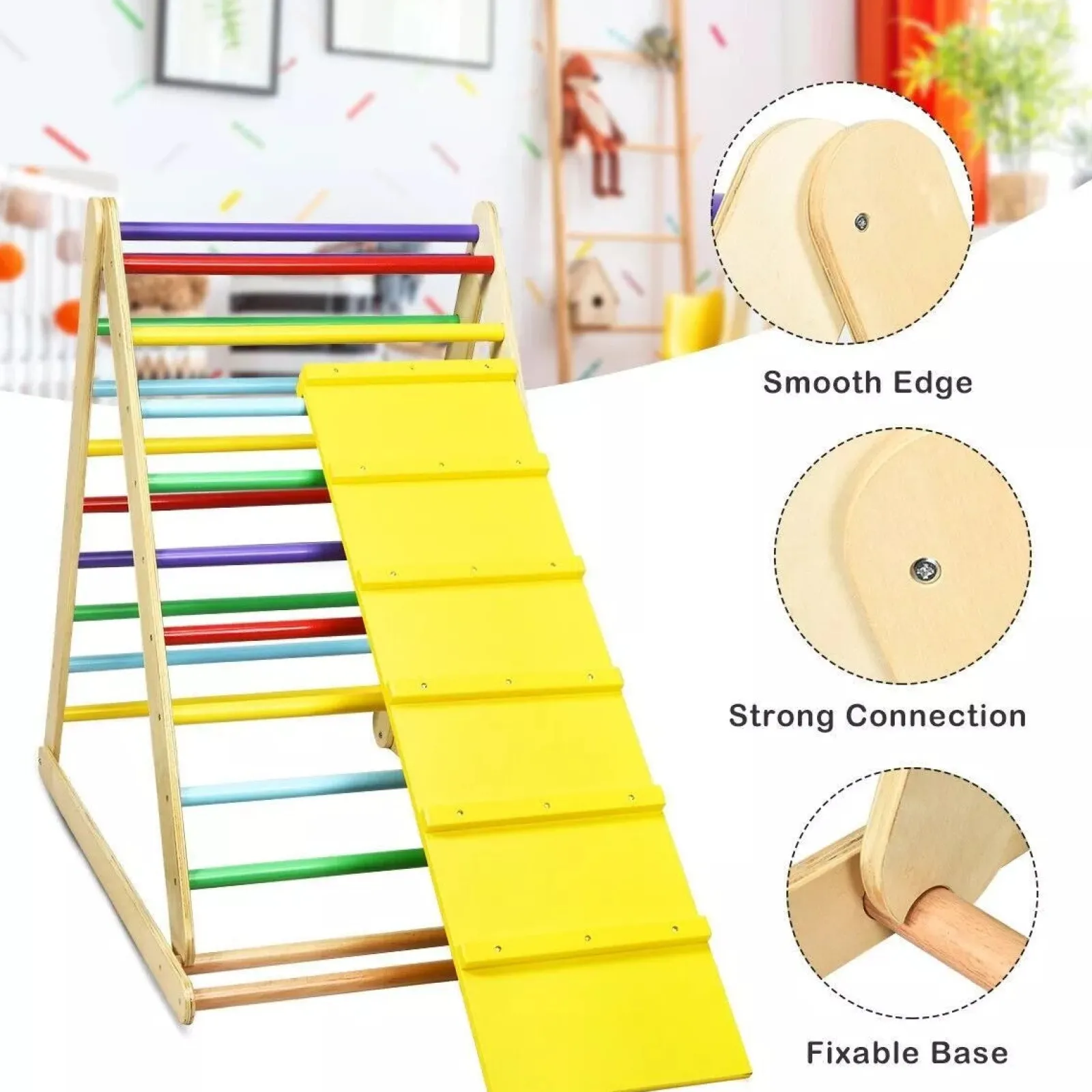 Little Helper Swing & Slide Sets & Garden Play & Trampolines | Kids Climbing Frames & Activity Toys | 3-in-1 Eco Wood Folding Climbing Frame | Montessori Pikler Triangle | Slide & Climber | 1-6 Years