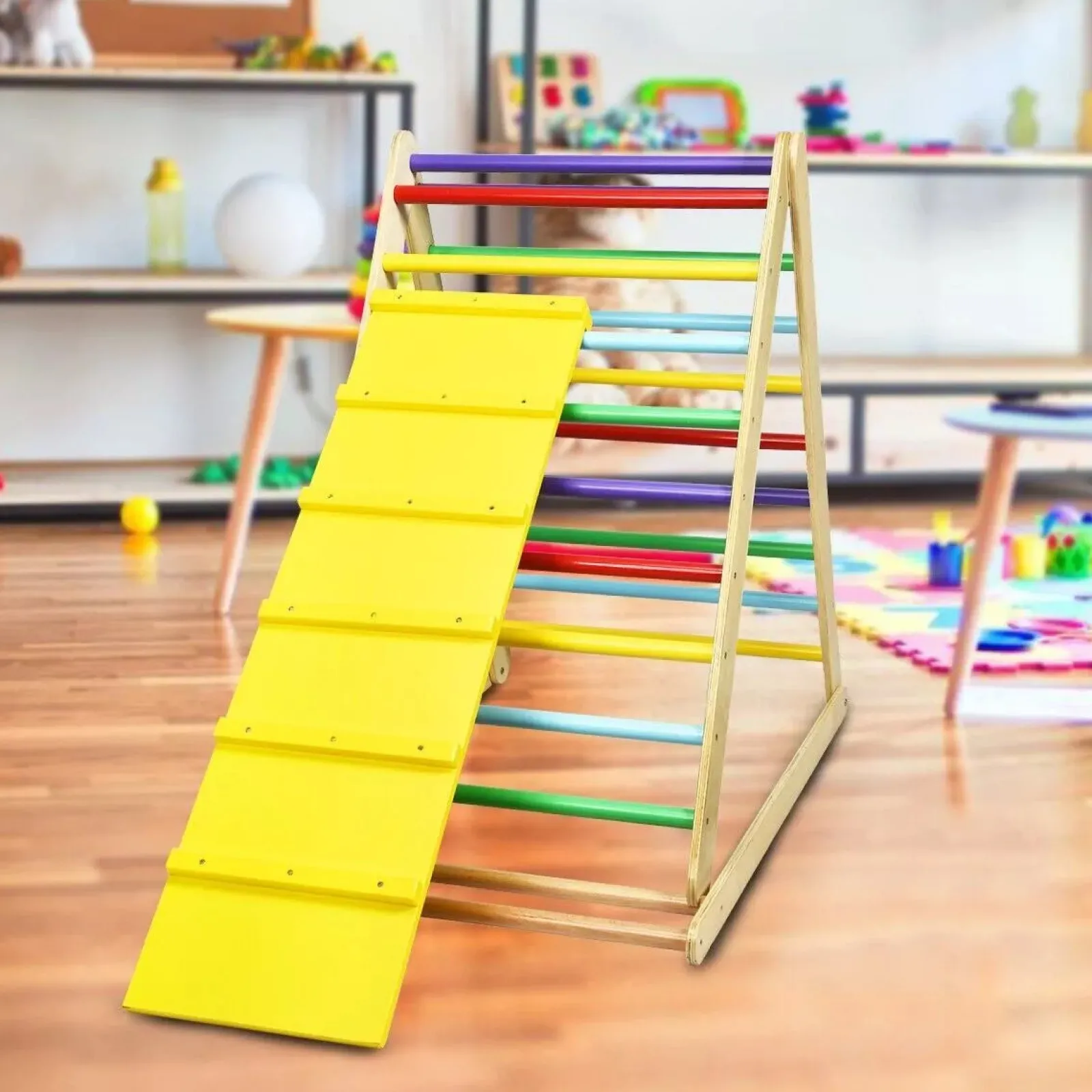 Little Helper Swing & Slide Sets & Garden Play & Trampolines | Kids Climbing Frames & Activity Toys | 3-in-1 Eco Wood Folding Climbing Frame | Montessori Pikler Triangle | Slide & Climber | 1-6 Years