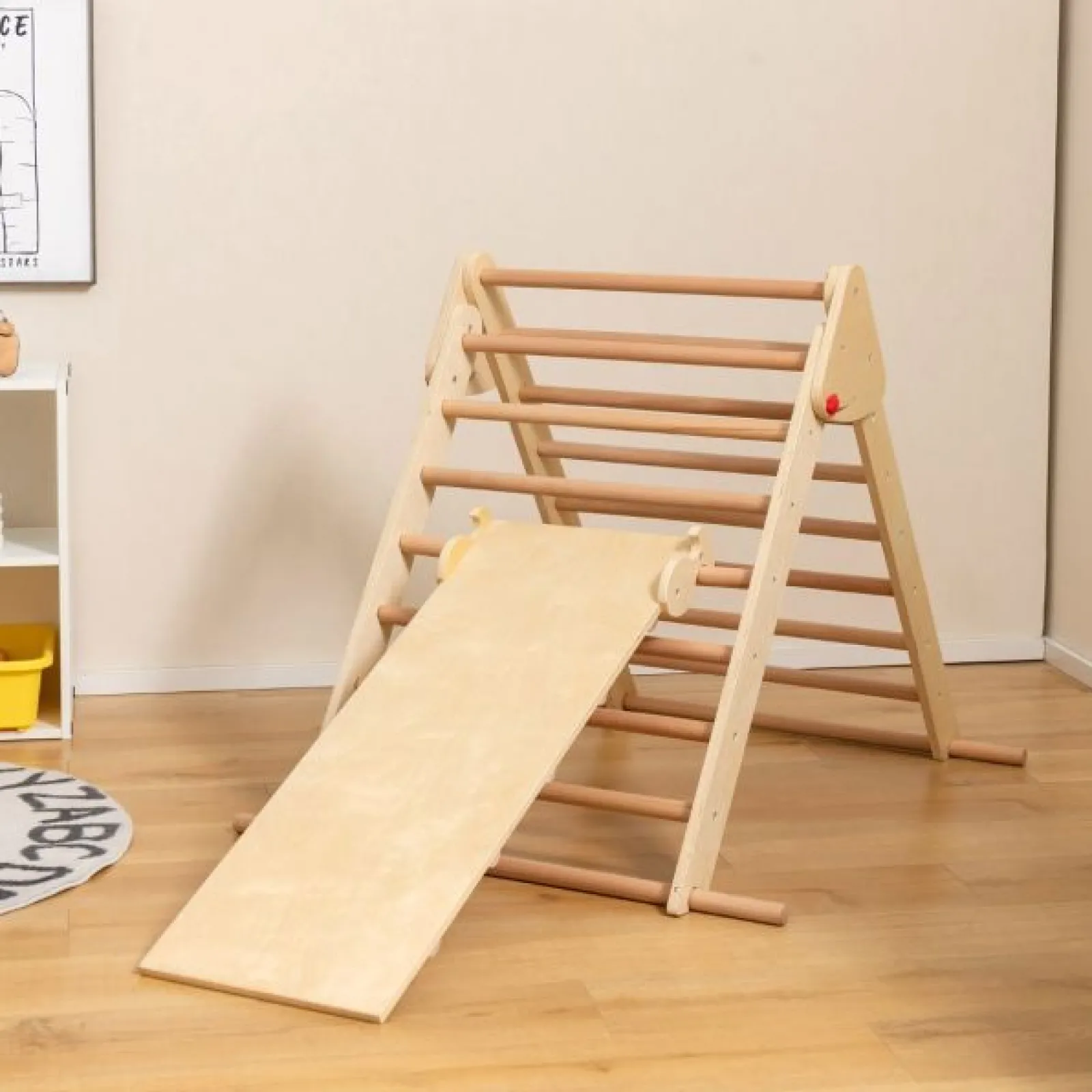 Little Helper Swing & Slide Sets & Garden Play & Trampolines | Montessori Toys & Products | 3-in-1 Eco Wood Folding Climbing Frame | Montessori Pikler Triangle, Slide & Climber | 12m+