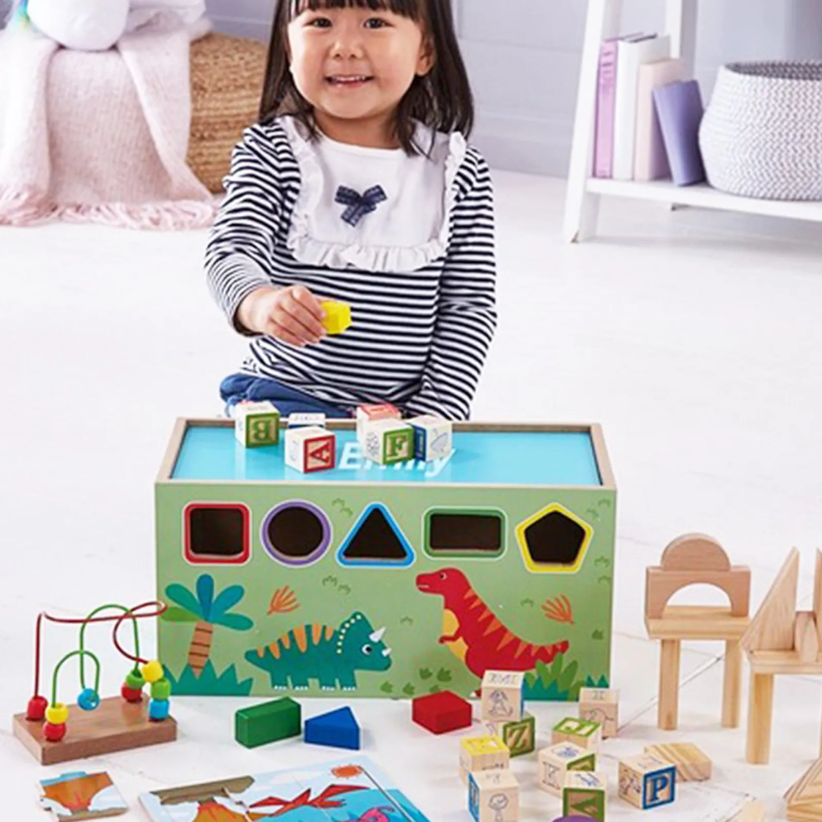Little Helper Wooden Toys & Educational Toys | 8-in-1 Educational Wooden Dinosaur Toy | Multi Activity Toy | Shape Sorter | Alphabet Blocks | Personalisation Option