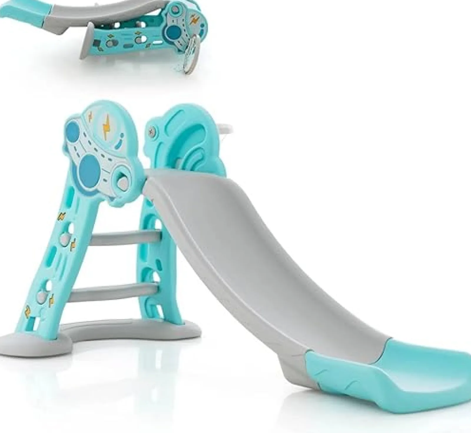 Little Helper Swing & Slide Sets & Garden Play & Trampolines | Activity Toys | 3-in-1 First Folding Slide | Garden Climber Slide Set & Basketball Hoop | Blue | 18m+