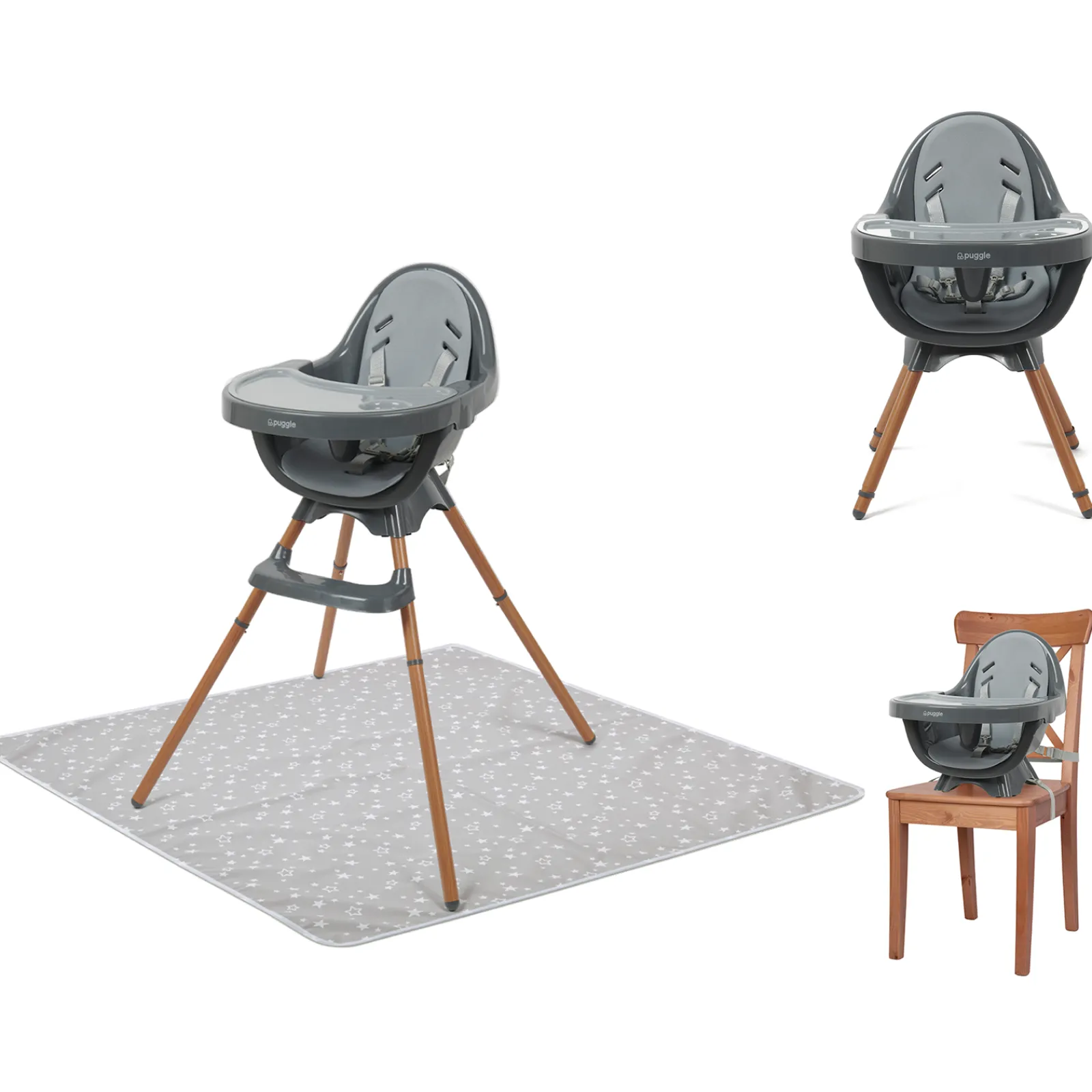 Little Helper High Chairs (plastic) | High Chairs (combination) | 5-in-1 Grow-with-me Baby High Chair | 5-Point Harness | Booster Seat | Low Chair | Graphite Grey | 6m - 5 Years