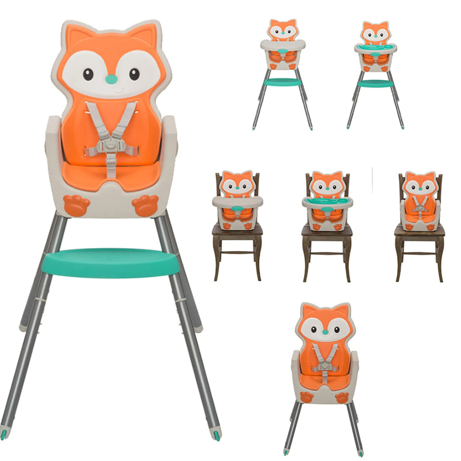 Little Helper High Chairs (plastic) | High Chairs (combination) | 7-in-1 Grow-with-Me Reclining Baby High Chair, Low Chair & Booster Seat for Chairs | Mr Fox