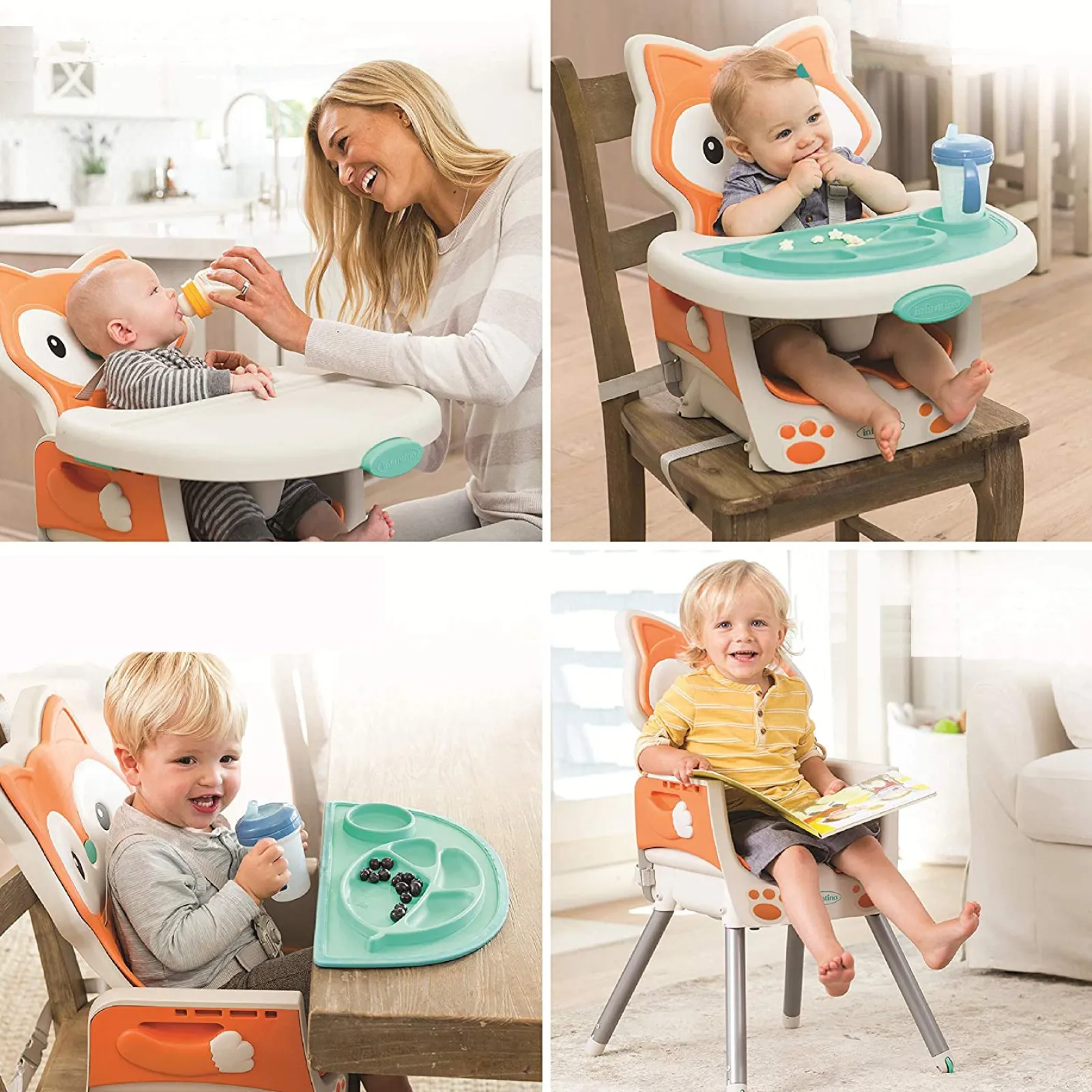 Little Helper High Chairs (plastic) | High Chairs (combination) | 7-in-1 Grow-with-Me Reclining Baby High Chair, Low Chair & Booster Seat for Chairs | Mr Fox