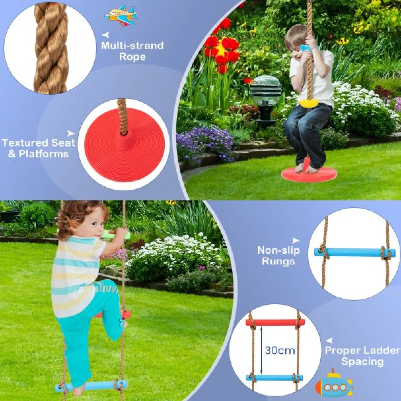 Little Helper Swing & Slide Sets & Garden Play & Trampolines | 4-in-1 Heavy Duty Pikler Swing Set | Climbing Ladder | Disc Swing | Basketball Hoop | 3-9 Years