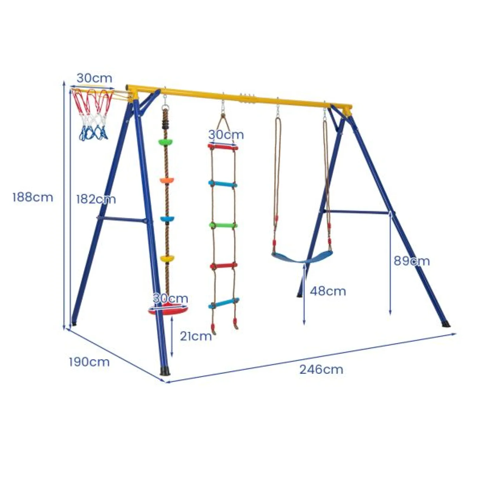 Little Helper Swing & Slide Sets & Garden Play & Trampolines | 4-in-1 Heavy Duty Pikler Swing Set | Climbing Ladder | Disc Swing | Basketball Hoop | 3-9 Years