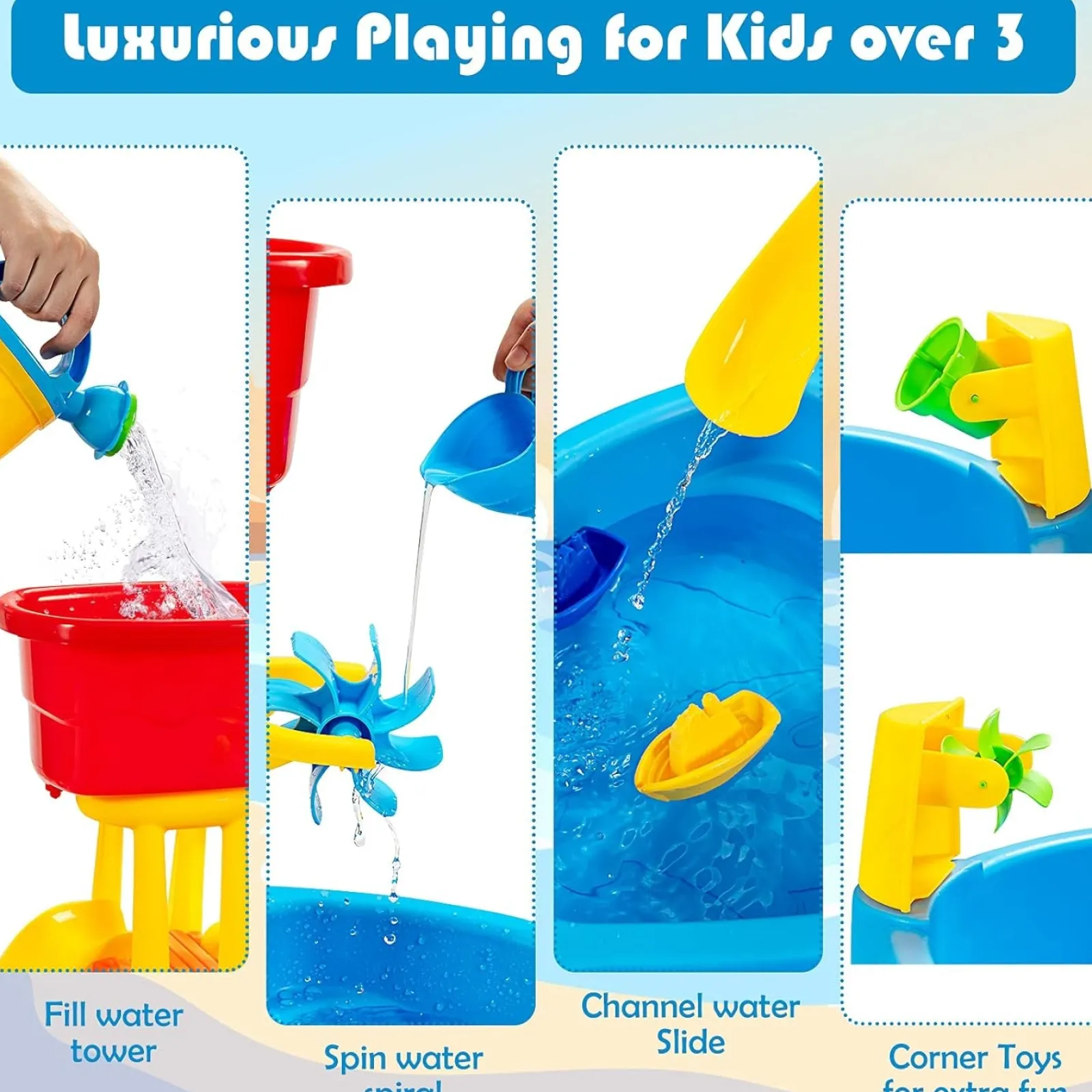 Little Helper Sand & Water Table & Sandpits & Mud Kitchens | 2-in-1 Indoor & Outdoor Sand & Water Table | 12pc Accessory Set | 3 years +