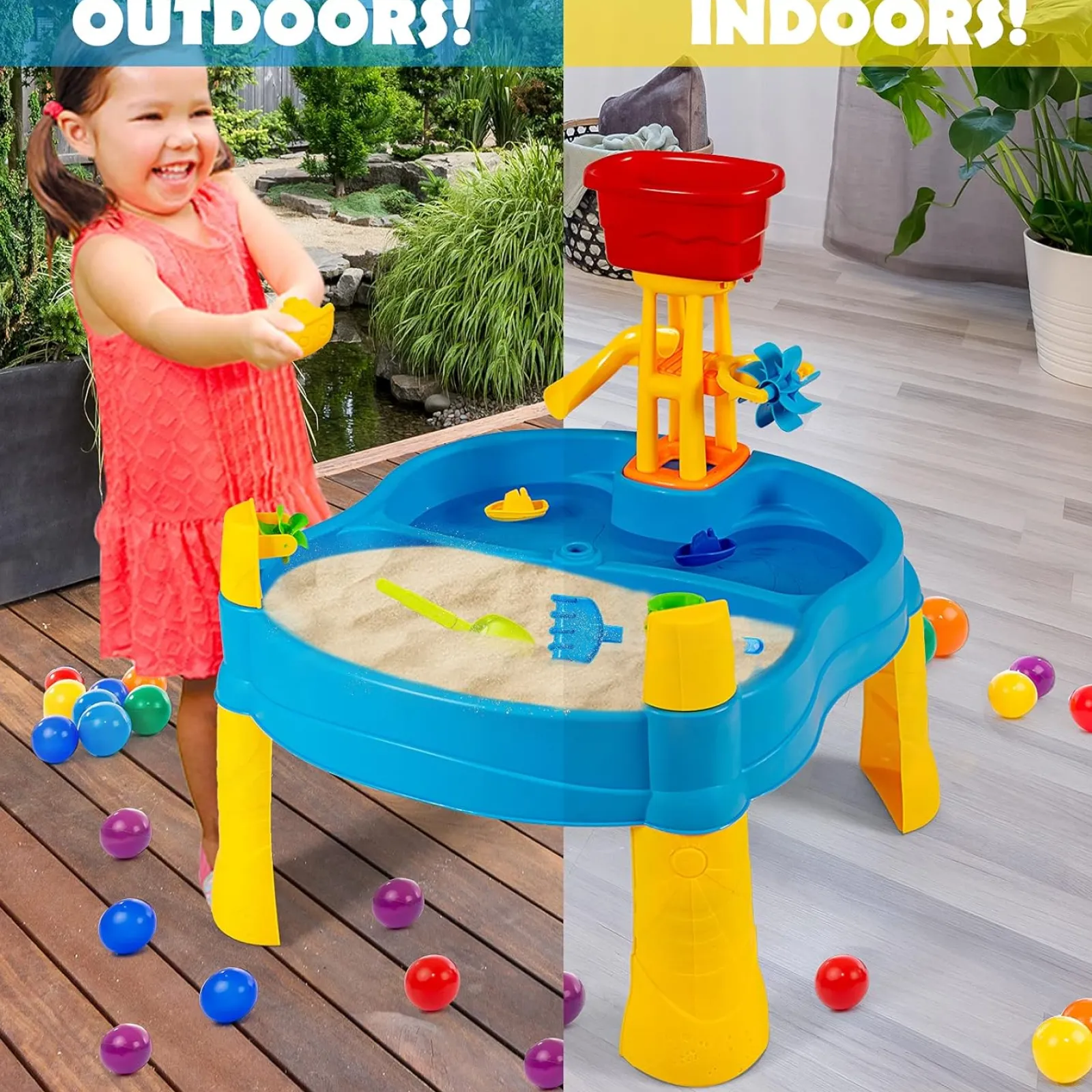 Little Helper Sand & Water Table & Sandpits & Mud Kitchens | 2-in-1 Indoor & Outdoor Sand & Water Table | 12pc Accessory Set | 3 years +