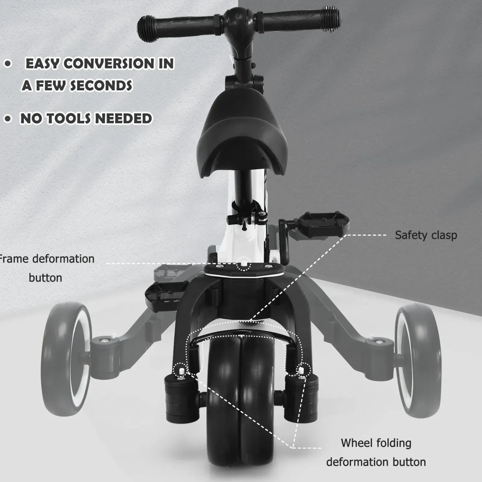 Little Helper Ride On Toys | Balance Bikes & Kids Scooters & Kids Bikes | 3-in-1 Kids Baby Walker, Tricycle & Balance Bike | 3 Wheel Bike Trike | Removable Pedals | White | 1-4 Years