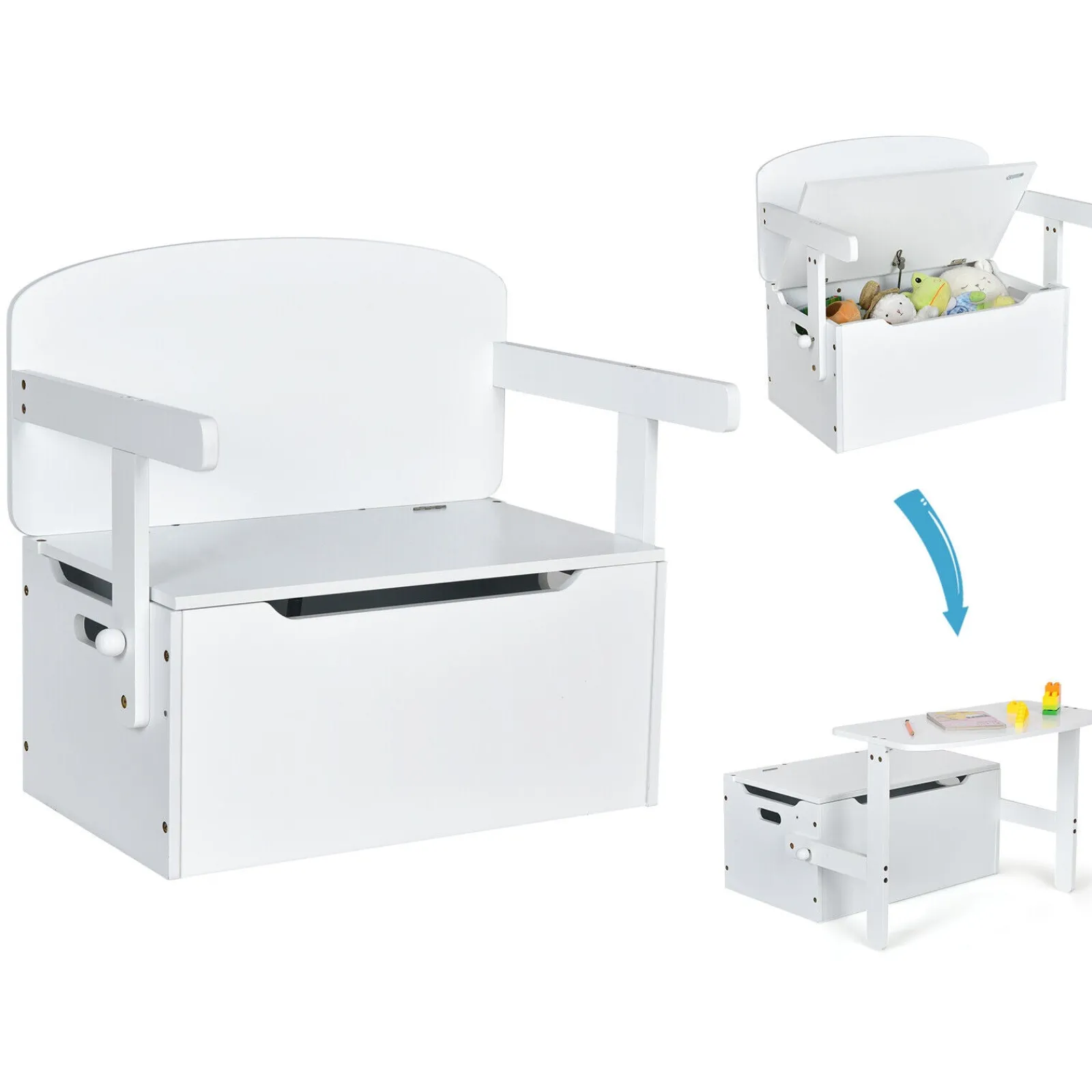 Little Helper Toy Storage Units | Toy Storage Units | 3-in-1 Kids Table and Chair Set | Activity Bench | Wooden Toy Storage Box | 3-7 Years