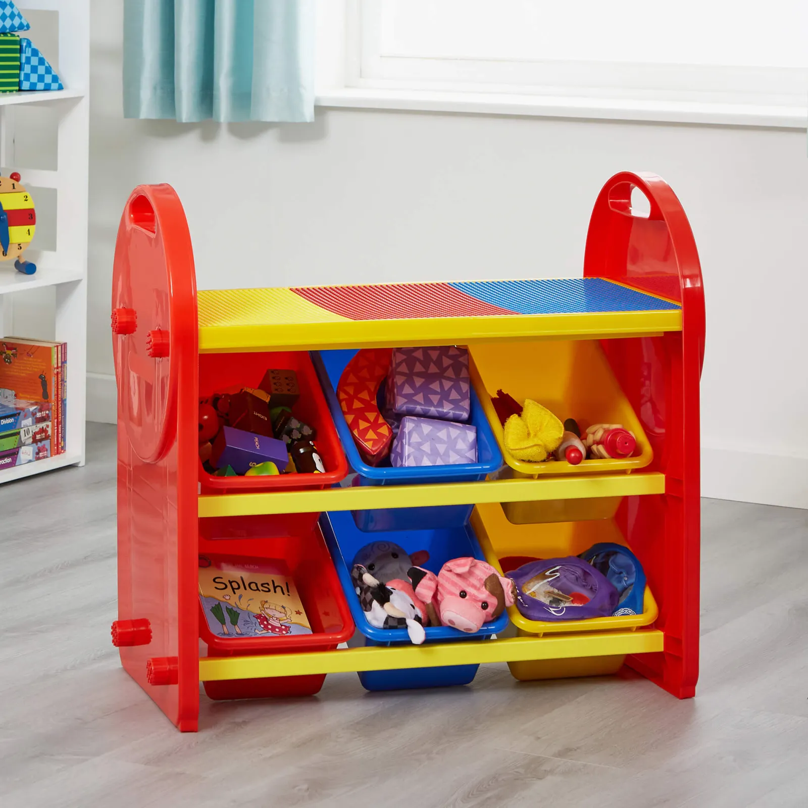 Little Helper Toy Storage Units | Toy Storage Units | 2-in-1 Montessori 6 Bin Colourful Toy Storage Unit | Lego Activity Table