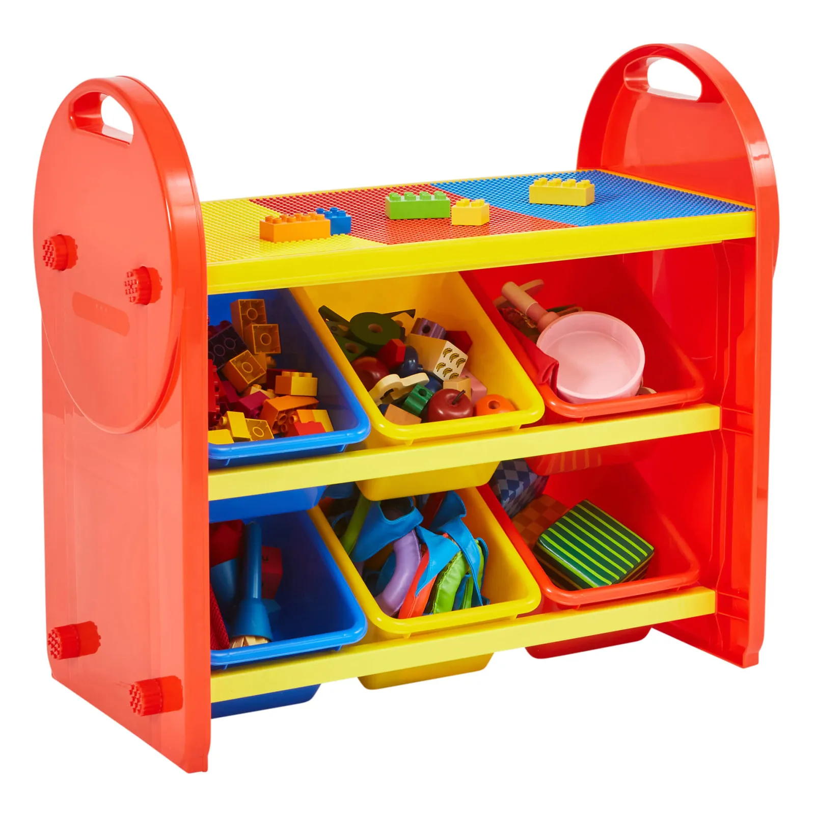 Little Helper Toy Storage Units | Toy Storage Units | 2-in-1 Montessori 6 Bin Colourful Toy Storage Unit | Lego Activity Table