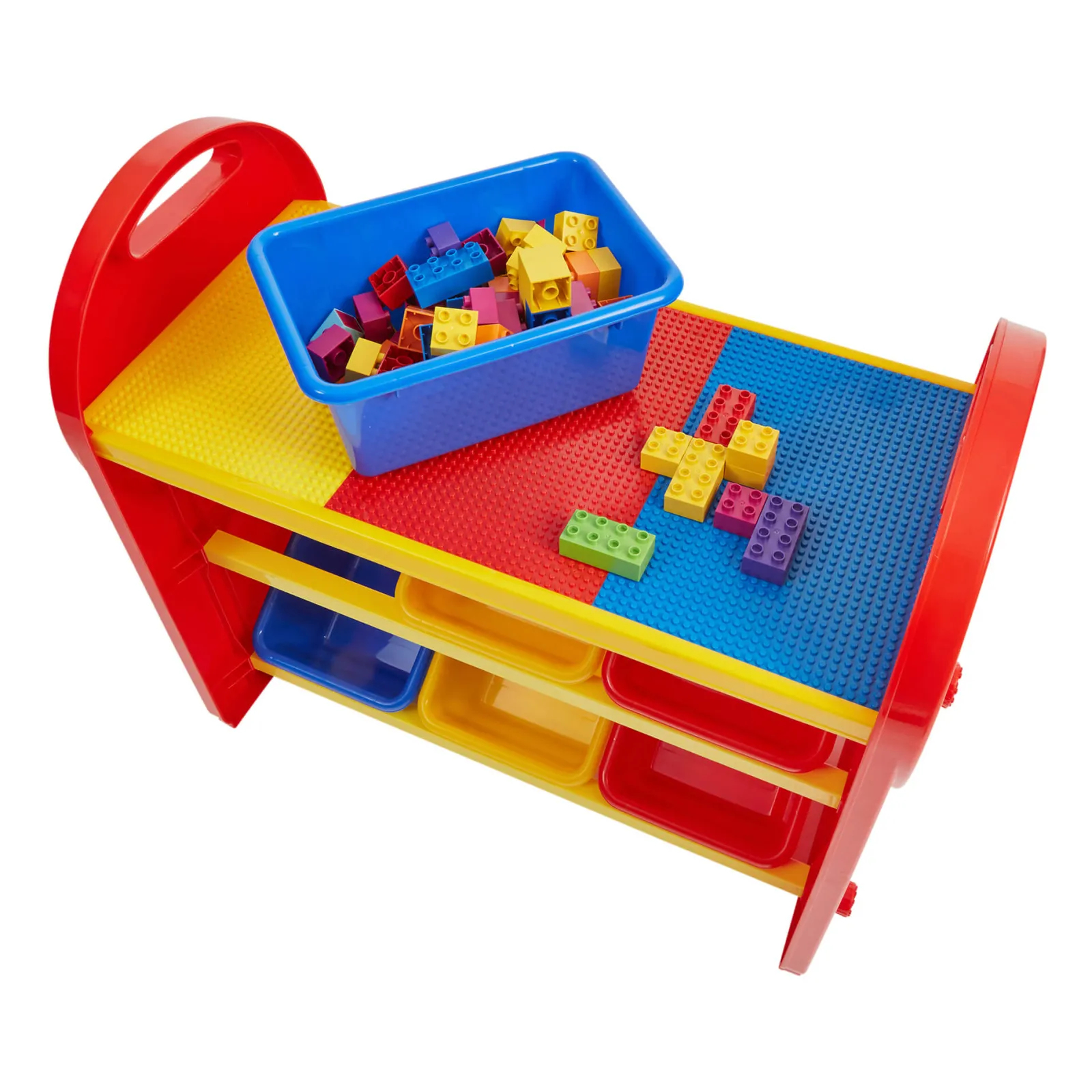 Little Helper Toy Storage Units | Toy Storage Units | 2-in-1 Montessori 6 Bin Colourful Toy Storage Unit | Lego Activity Table