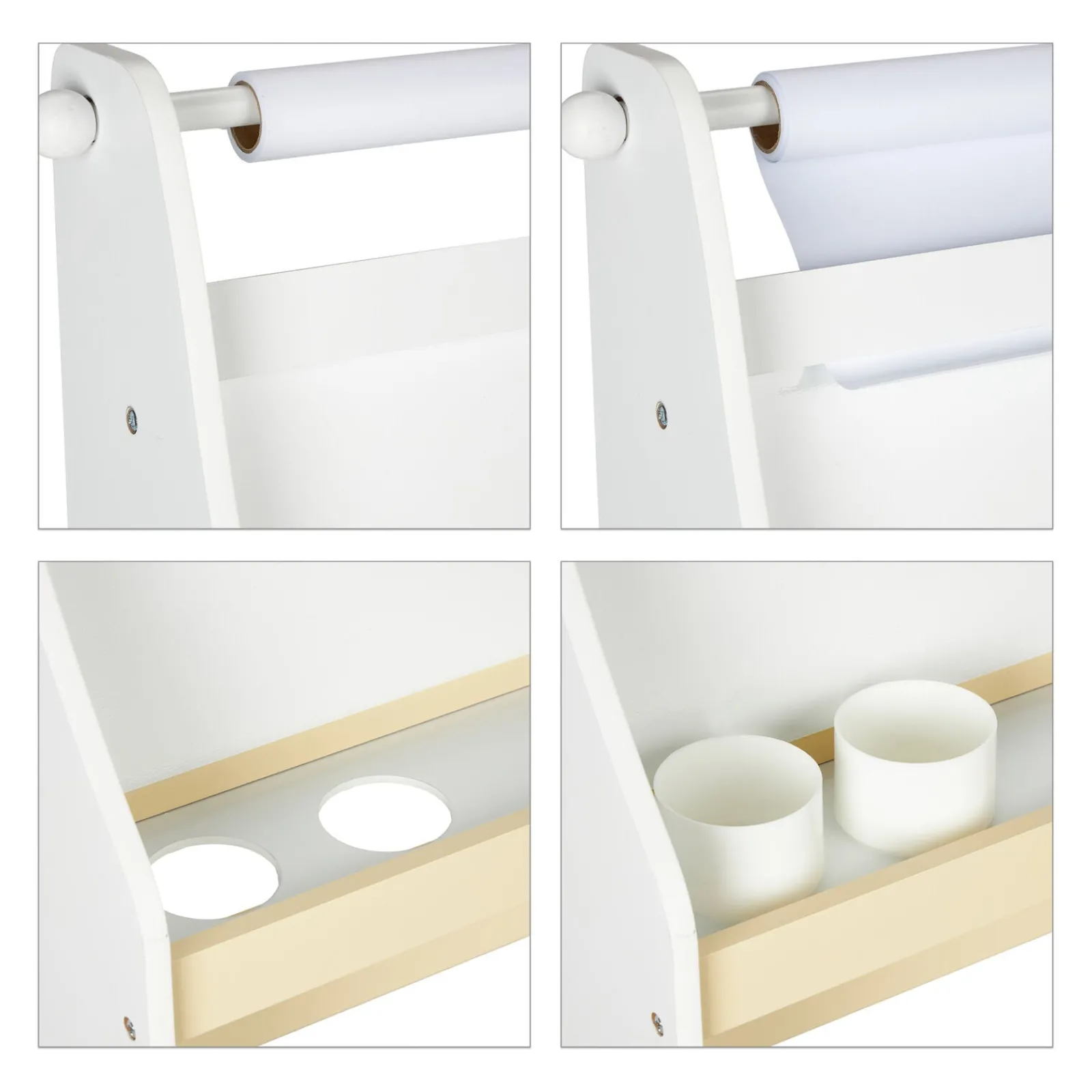 Little Helper Montessori Toys & Products | Easels & Accessories | 5-in-1 Montessori Compact Kids Desk | Easel | Sling Bookcase | Bookshelf | Storage & Stool | White