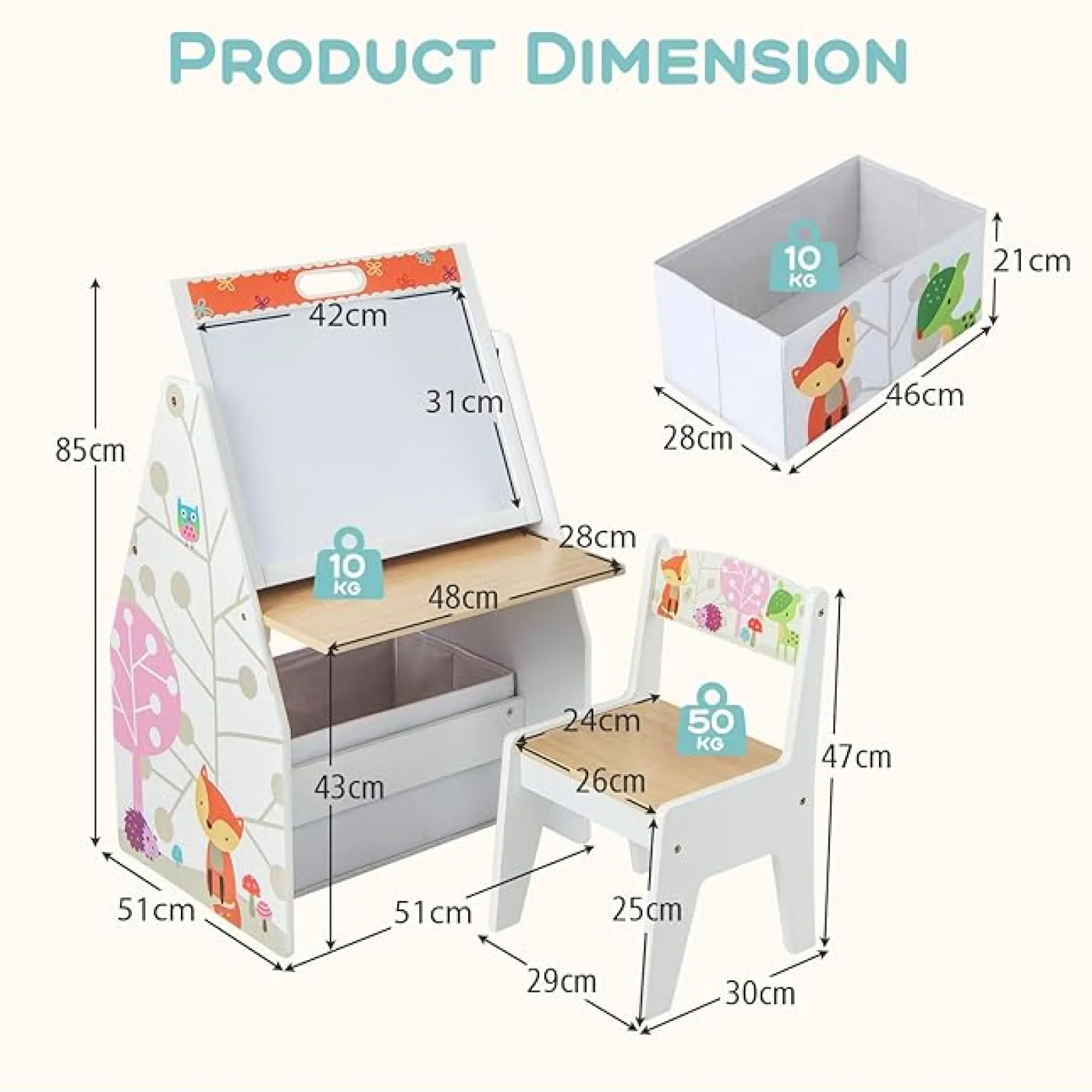 Little Helper Montessori Toys & Products | Easels & Accessories | 5-in-1 Montessori Compact Kids Easel | Desk & Ergonomic Chair | Sling Bookcase | Bookshelf | Storage | White