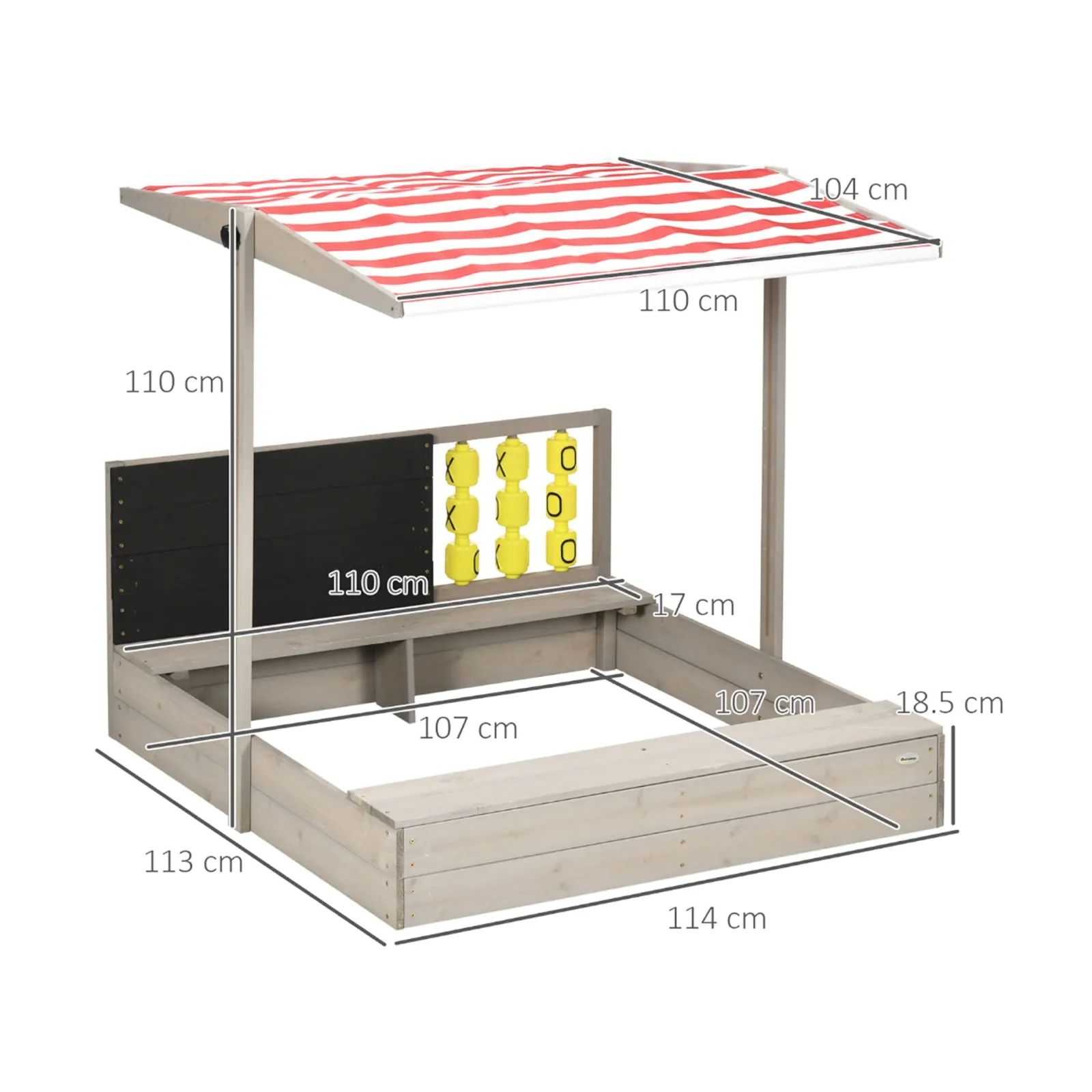 Little Helper Sand & Water Table & Sandpits & Mud Kitchens | Toy Kitchens | 3-in-1 Montessori Eco Natural Fir Wood Sandpit | Blackboard | Game with Sun Canopy & Cover | 3-8 Years
