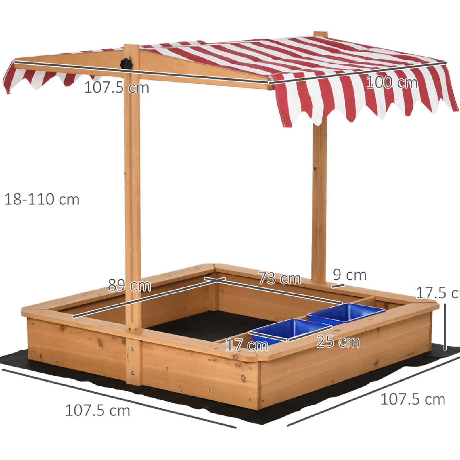 Little Helper Sand & Water Table & Sandpits & Mud Kitchens | Toy Kitchens | 2-in-1 Montessori Eco Natural Fir Wood Sandpit | Water Play | Sun Canopy & Cover | 3-7 Years
