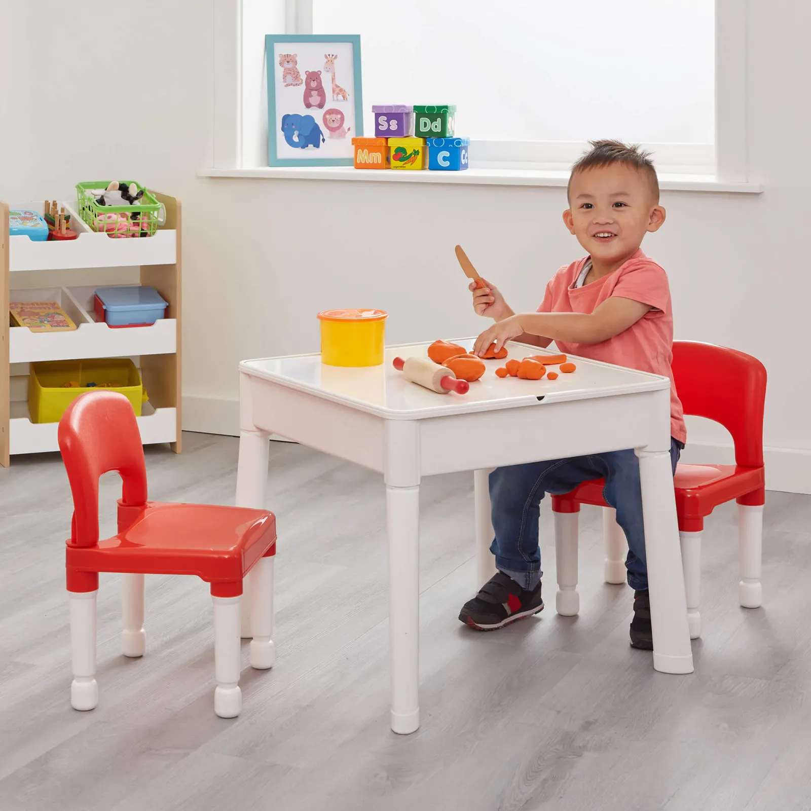 Little Helper Sand & Water Table & Sandpits & Mud Kitchens | Montessori Toys & Products | 6-in-1 Montessori Table & 2 Chairs Set | Sand & Water Play | Blackboard | Dry Wipe Top | Storage