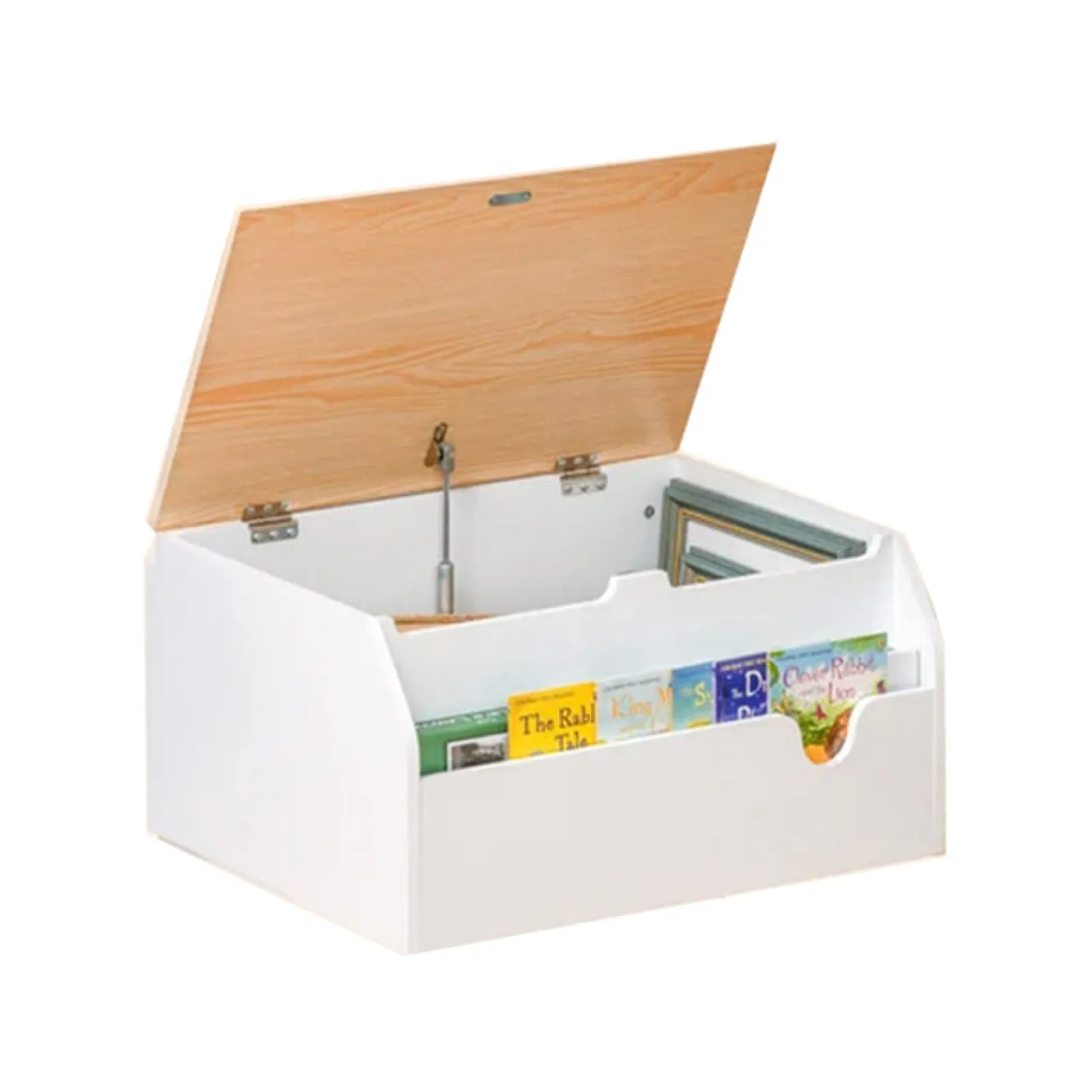 Little Helper Montessori Toys & Products | Bookcases & Kids Bookshelves | 3-in-1 Montessori Toy Box, Bookshelf & Seat with Child Safety Hinge | White | 58L x 43W x 30H cm