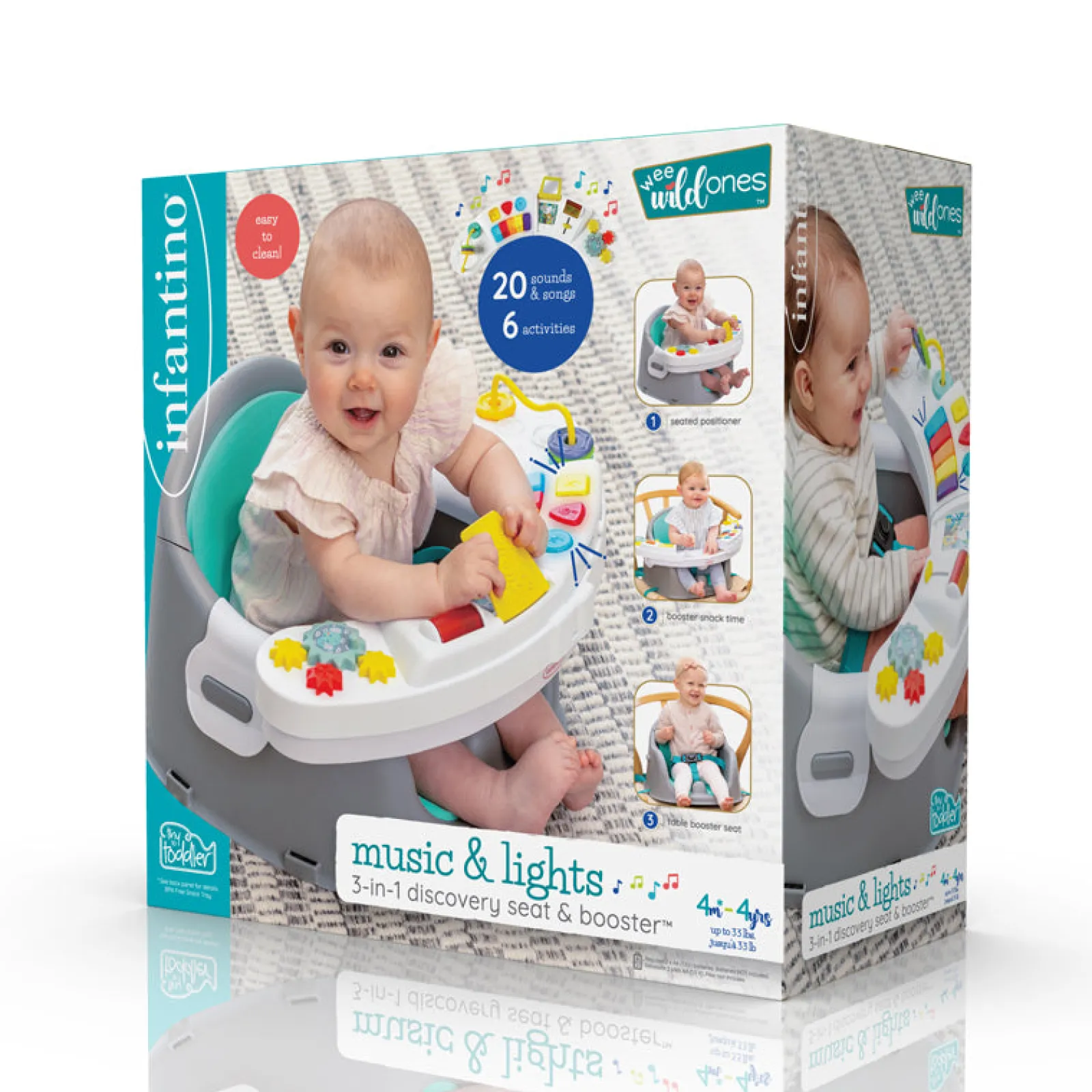 Little Helper Booster Seats & Support Seats | 3-in-1 Music & Lights Activity Seat | Booster Seat Dining Chair | Portable High Chair | Booster Cushion | Removable Tray