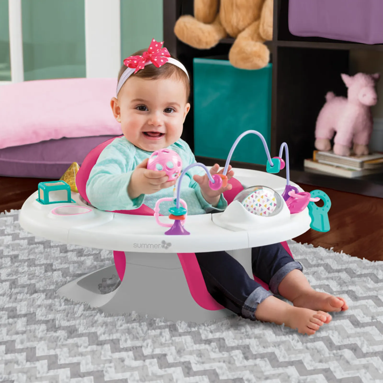 Little Helper Booster Seats & Support Seats | 4-in-1 Pink & White Activity Super Seat | Baby Booster Seat | Feeding Seat | Support Seat