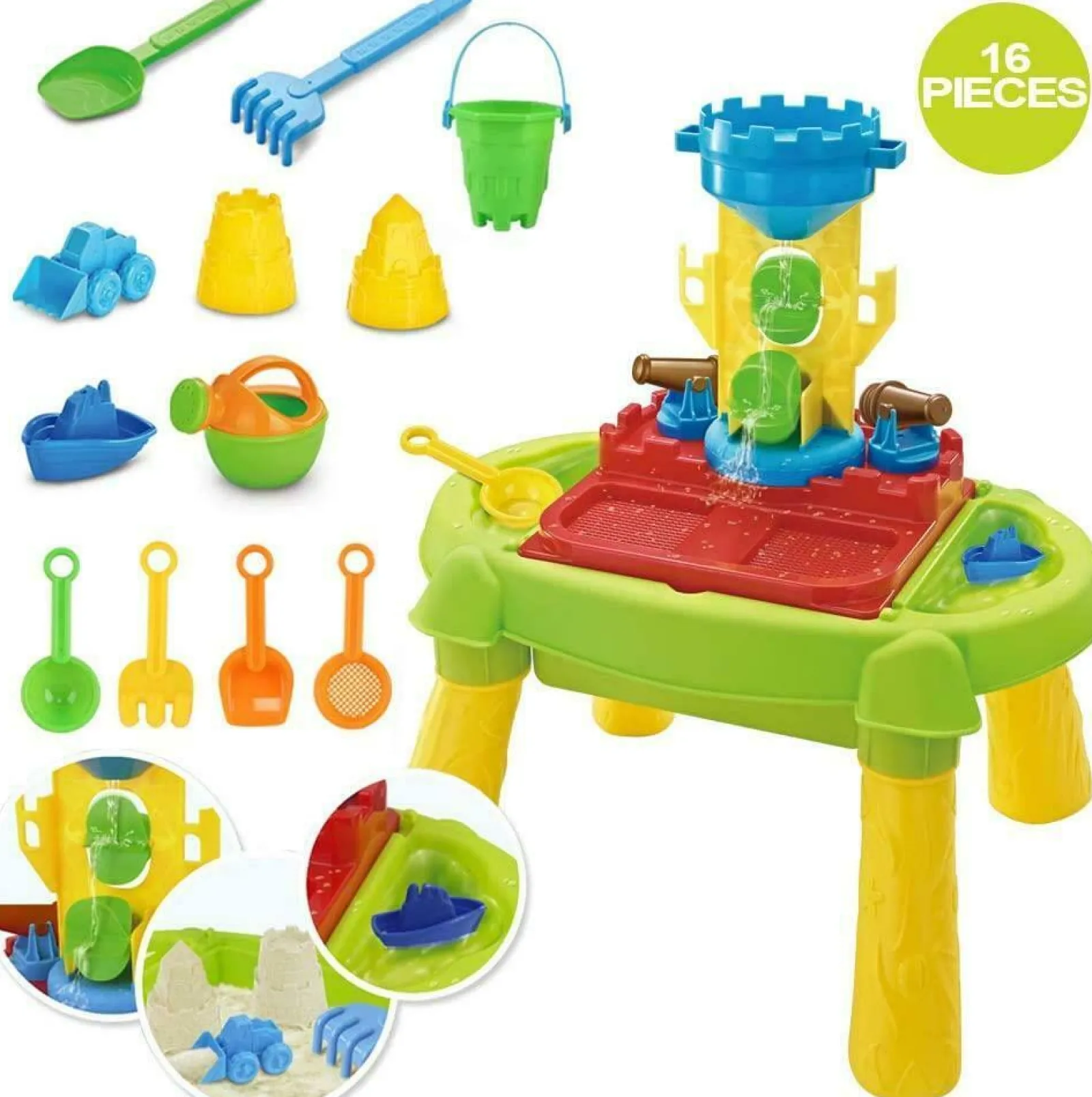 Little Helper Sand & Water Table & Sandpits & Mud Kitchens | Activity Toys | 2-in-1 Sand & Water Table | 16 piece Accessory Kit with Water Wheel | Kids Sand Pit | 3 years+