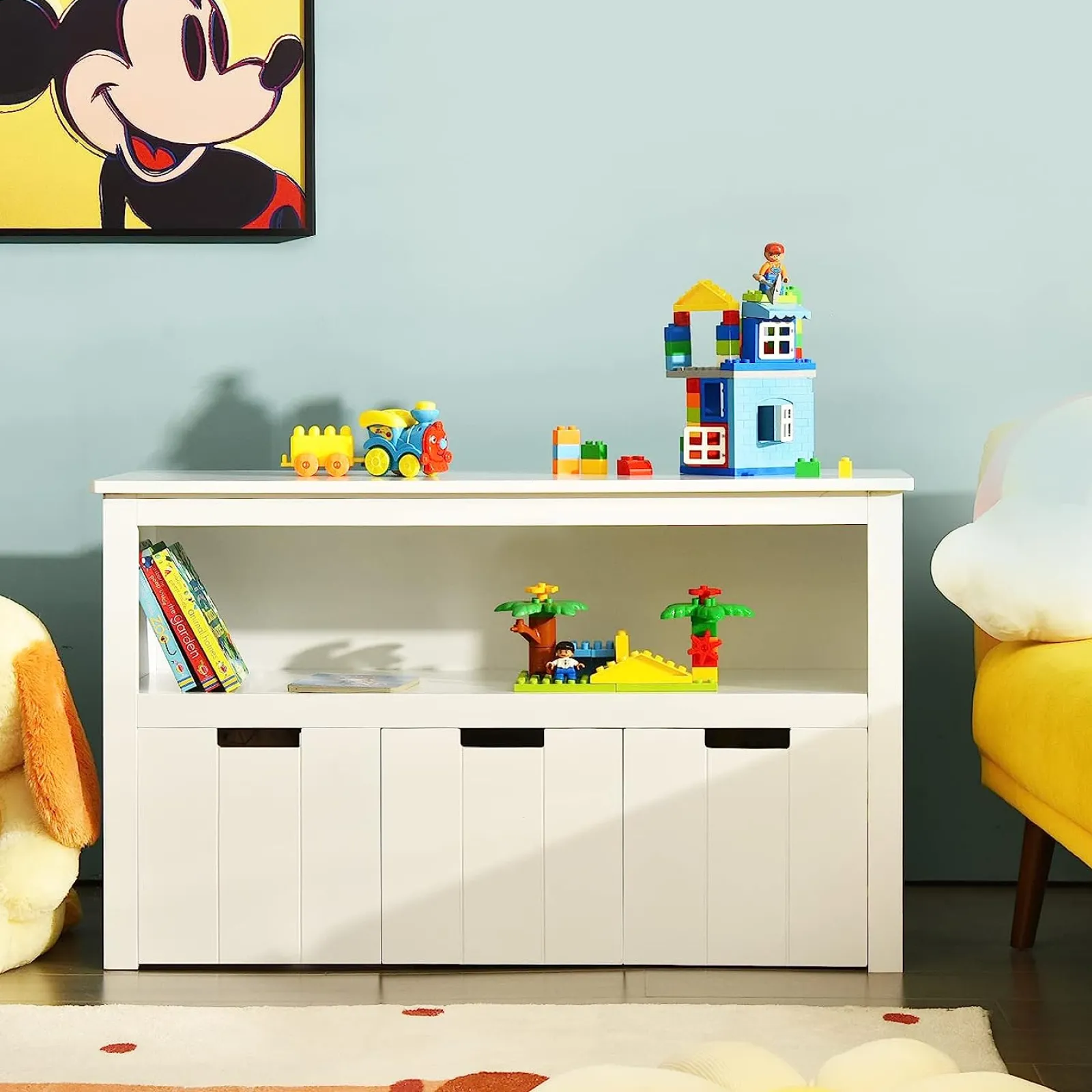 Little Helper Toy Storage Units | Toy Storage Units | 2-in-1 White Kids Toy Storage Unit | Storage Cabinet | 1 Shelf | 3 Drawers | 2 Colours