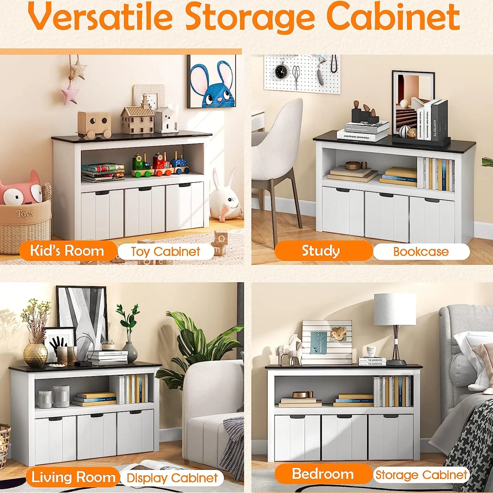 Little Helper Toy Storage Units | Toy Storage Units | 2-in-1 White Kids Toy Storage Unit | Storage Cabinet | 1 Shelf | 3 Drawers | 2 Colours