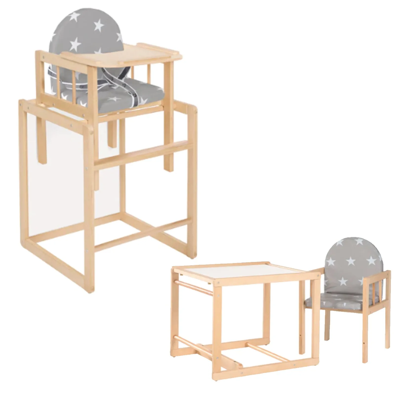 Little Helper High Chairs (wooden) | High Chairs (combination) | 2-in-1 Wood Combination Baby High Chair | Table & Chair Set | Natural | 6m+